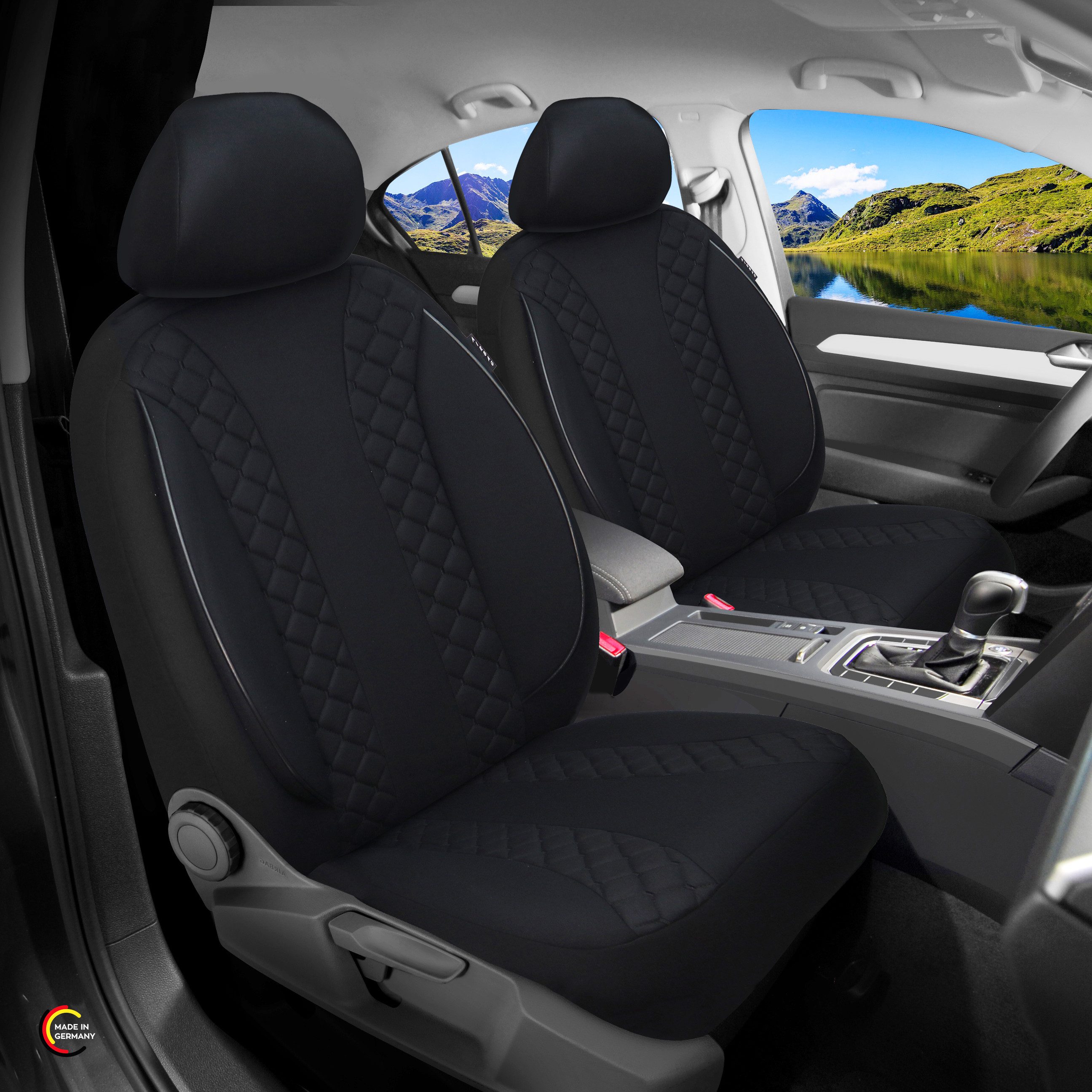 BREMER SITZBEZÜGE Autositzbezug für Opel Corsa F Bj ab 2019 (N304), Set, 2-tlg., Schonbezüge Sitzbezüge Fahrer und Beifahrer, in Schwarz