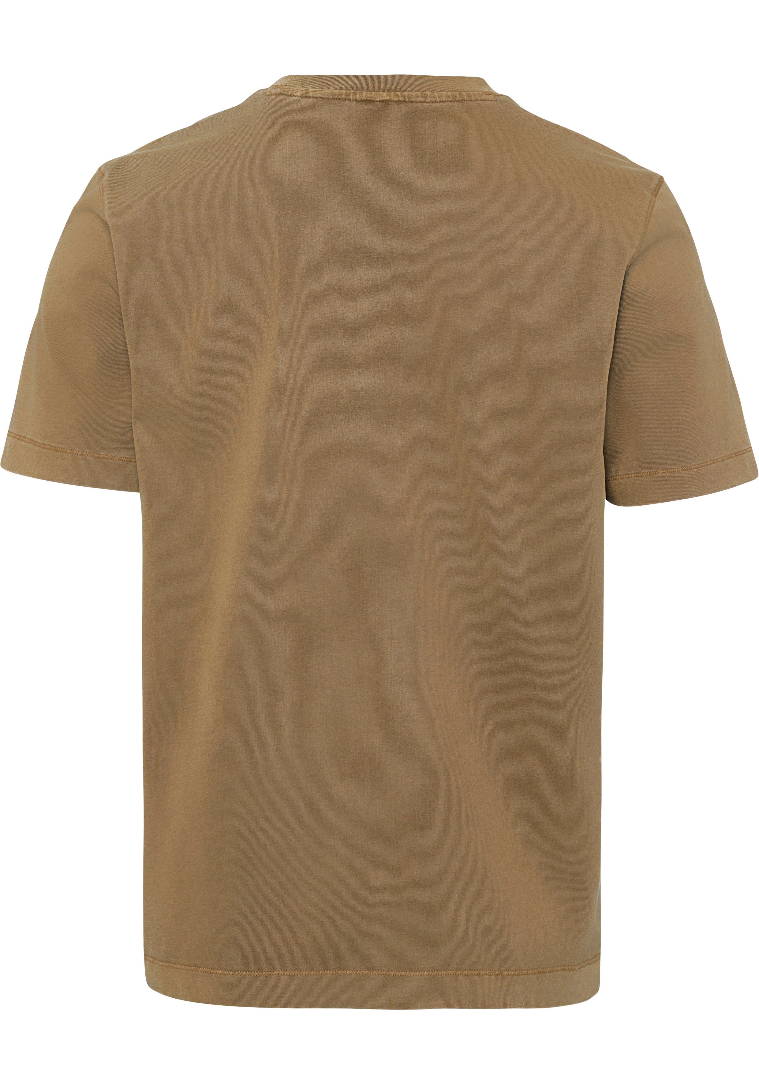 Overlocknähten mittelbraun ORANGE T-Shirt (1-tlg) Testructured mit BOSS