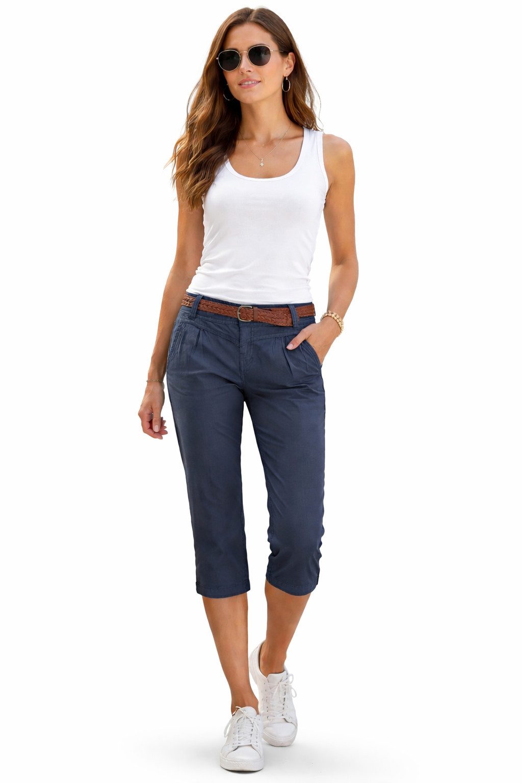 Fresh Made Bermudas Damen Short Bermuda 3/4 Hose Sommer Chino Stoff Hose mi günstig online kaufen