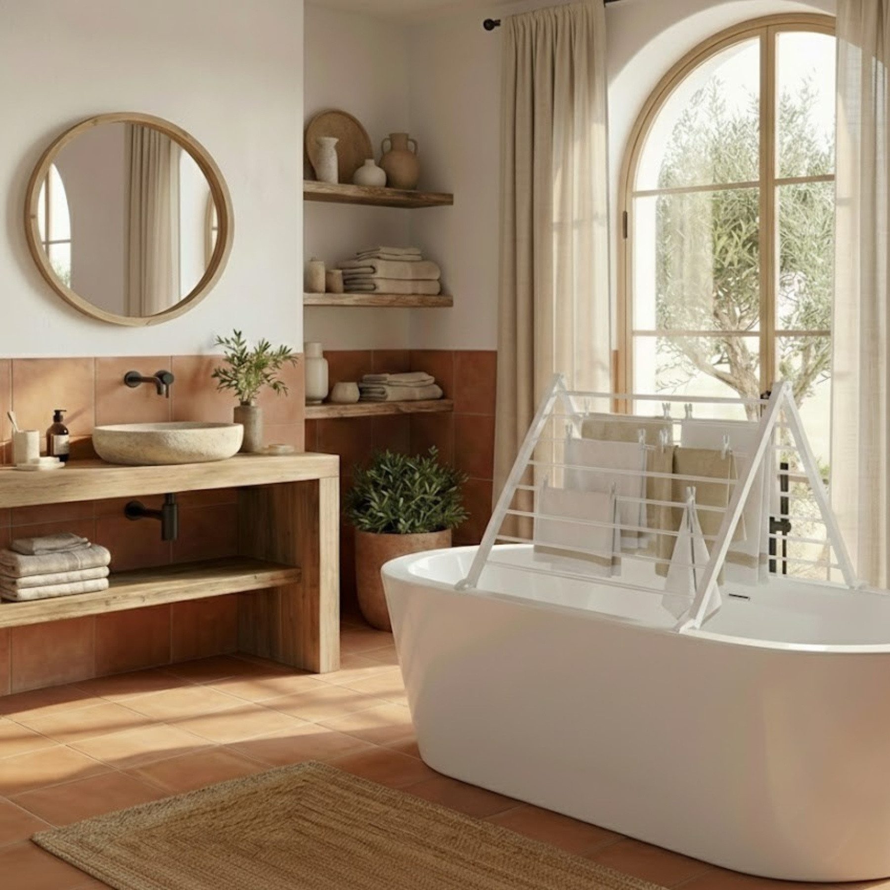 NUXIO Wäscheständer Wäscheständer für die Badewanne, 70 x 79 cm, MALO, Winkelverstellung
