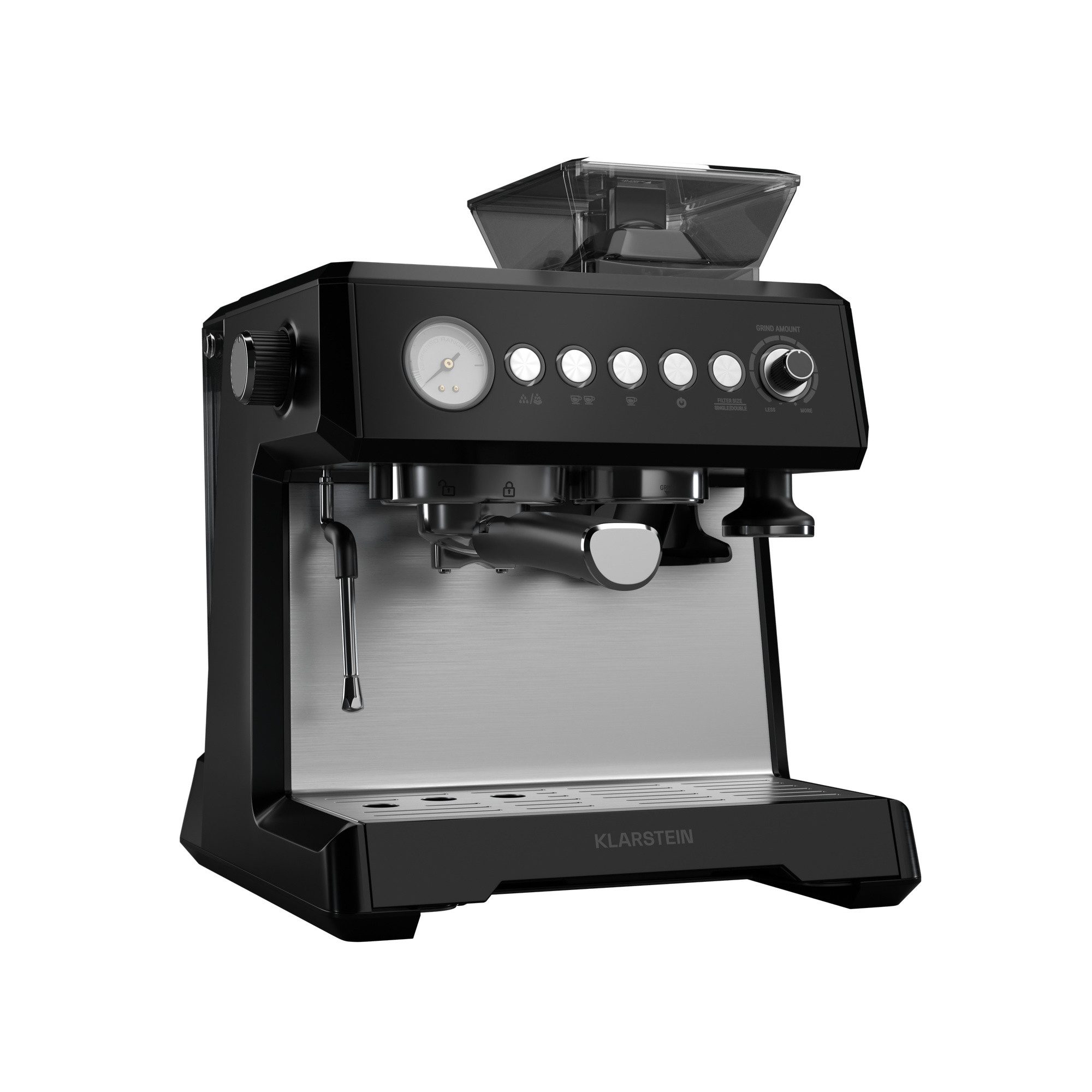 Klarstein Espressomaschine, 2.3l Kaffeekanne, Edelstahl-Siebträger, Elektrisch 20 Bar Espressomaschine Kaffemaschine Touch