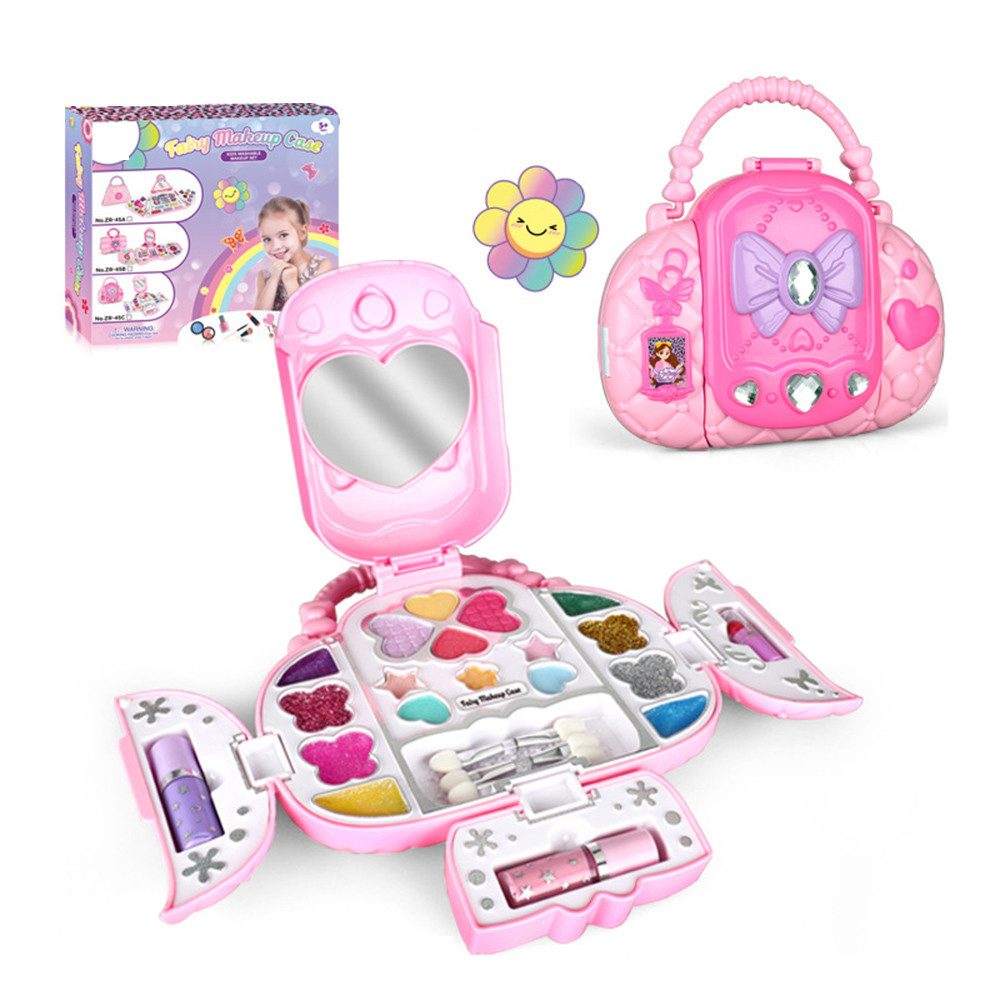 Zaewry Kosmetik-Set Kinderschminkset (mit Spiegel) – Abwaschbares Kosmetikset, Prinzessinnen-Schminkset