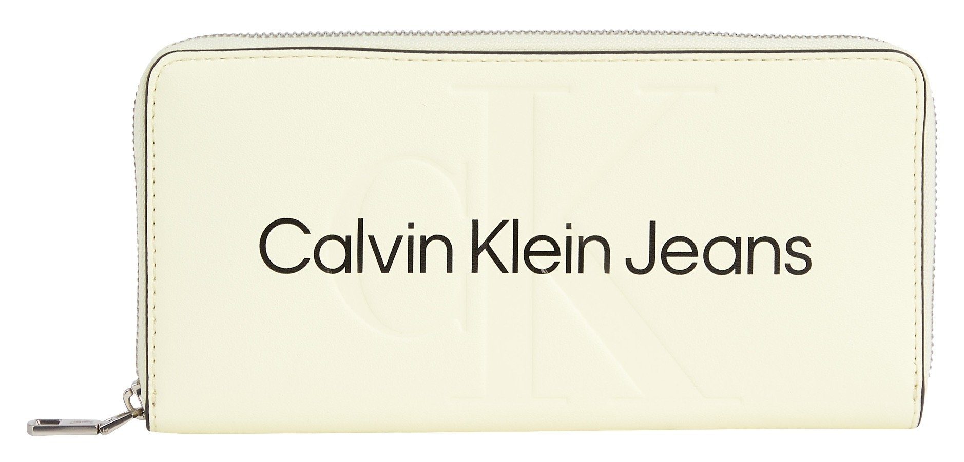 Calvin Klein Jeans Geldbörse SCULPTED ZIP AROUND MONO, mit großflächigem Markenlogo vorne