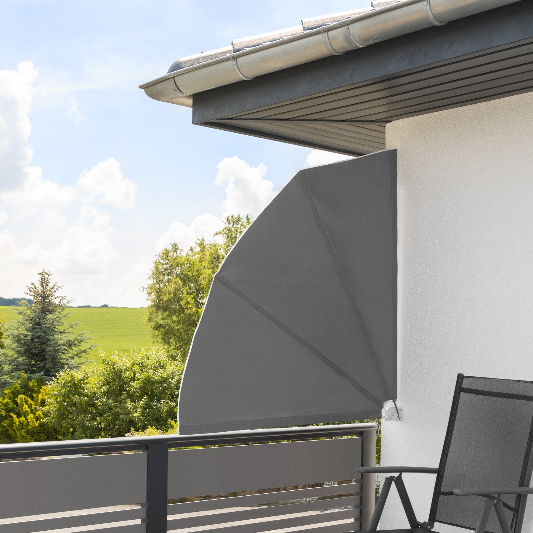 tectake Sichtschutzfächer Balkonfächer Stahl und Polyester günstig online kaufen