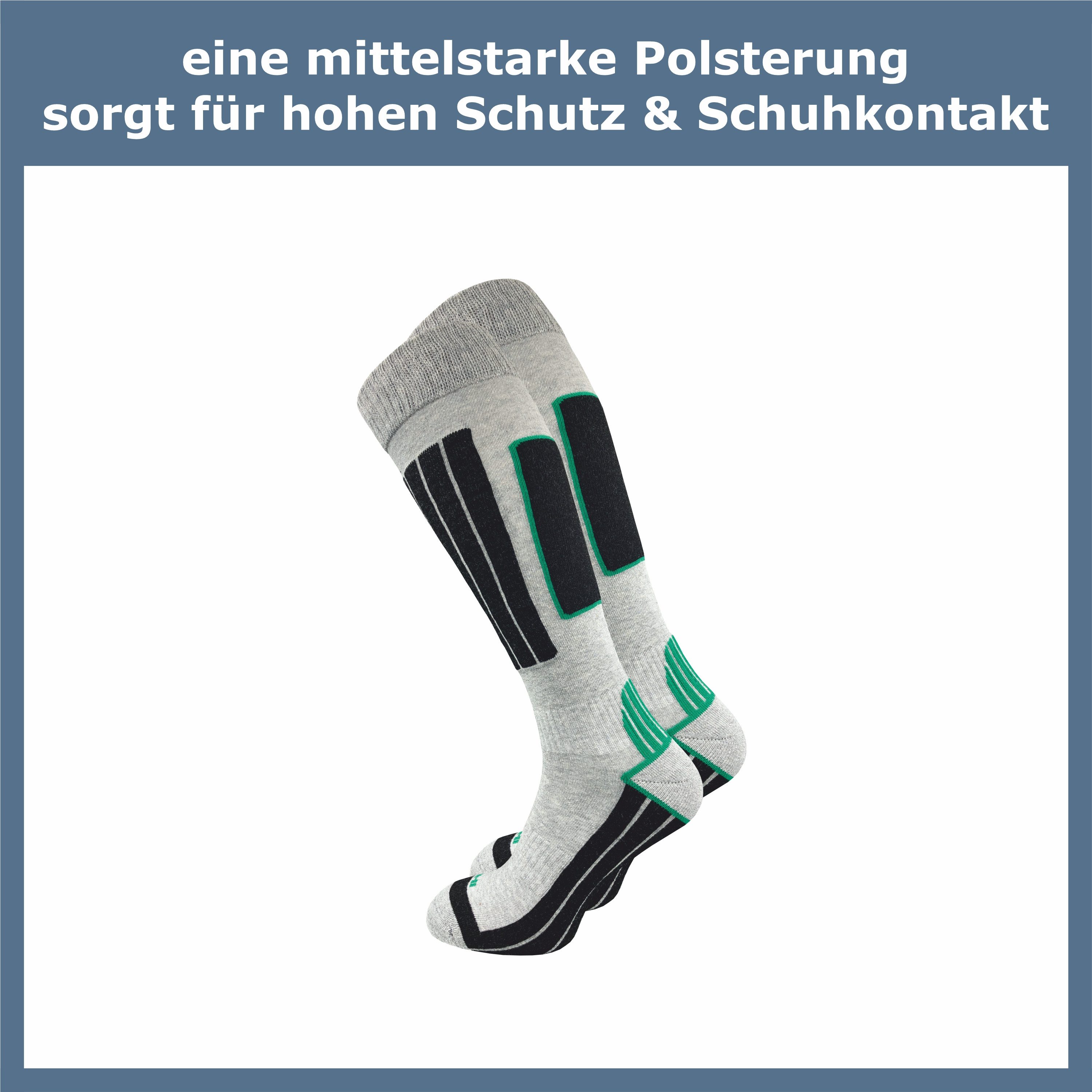 GAWILO Skisocken für Herren mit wärmender Wolle und spezieller Funktionspolsterung (4 Paar) Spezielle Konstruktion sorgt für Stabilität & hält Füße warm & trocken