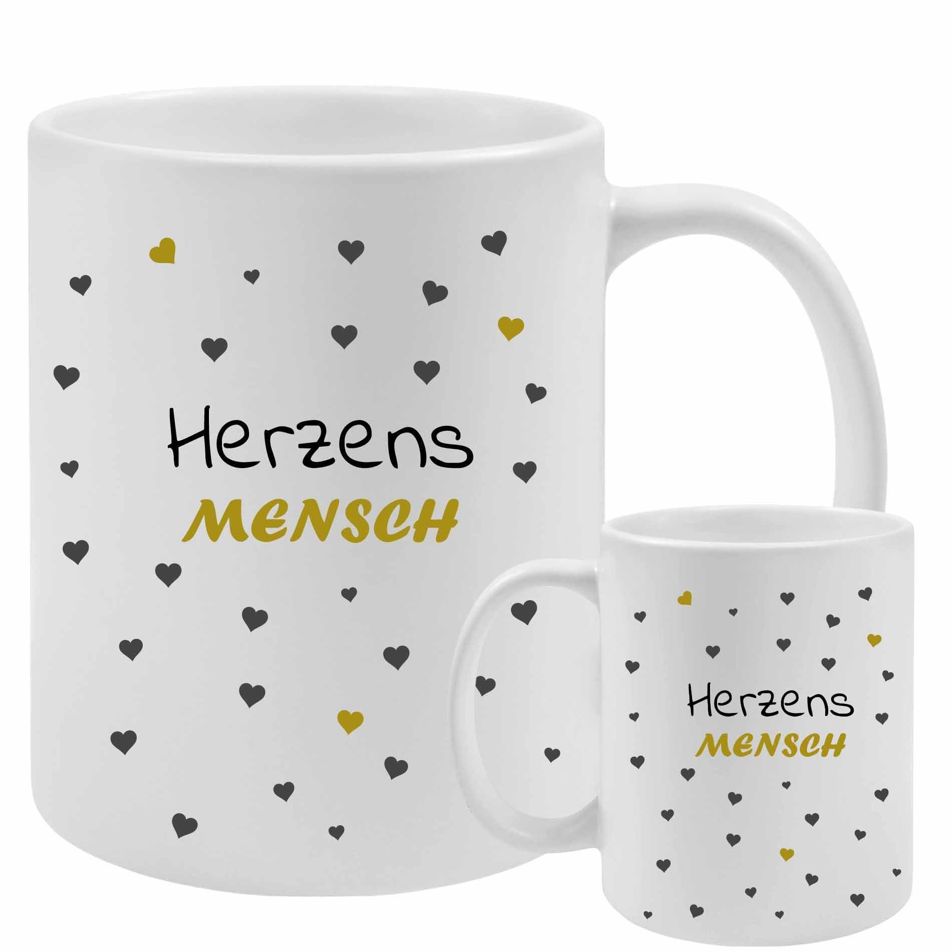 Camolo Tasse Keramik Tasse weiß matt Herzensmensch, Keramik