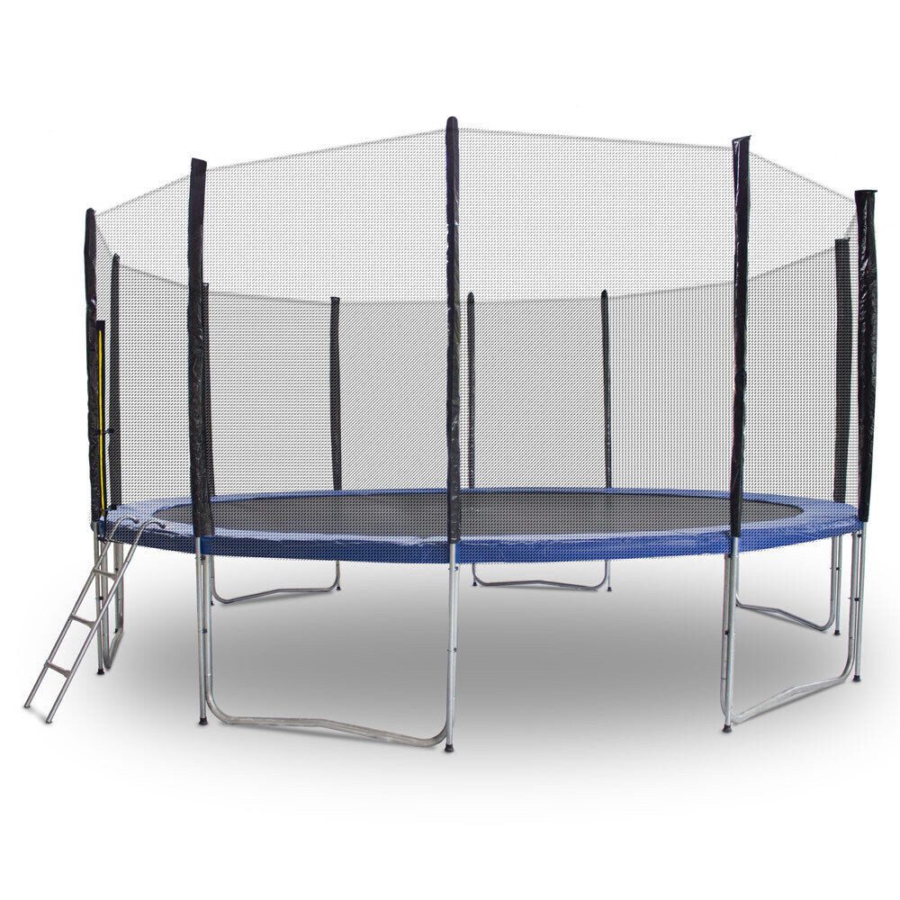 Trampolin-King Gartentrampolin Trampolin 490cm mit Sicherheitsnetz, Randabdeckung, Leiter Blau, (MS-16533)