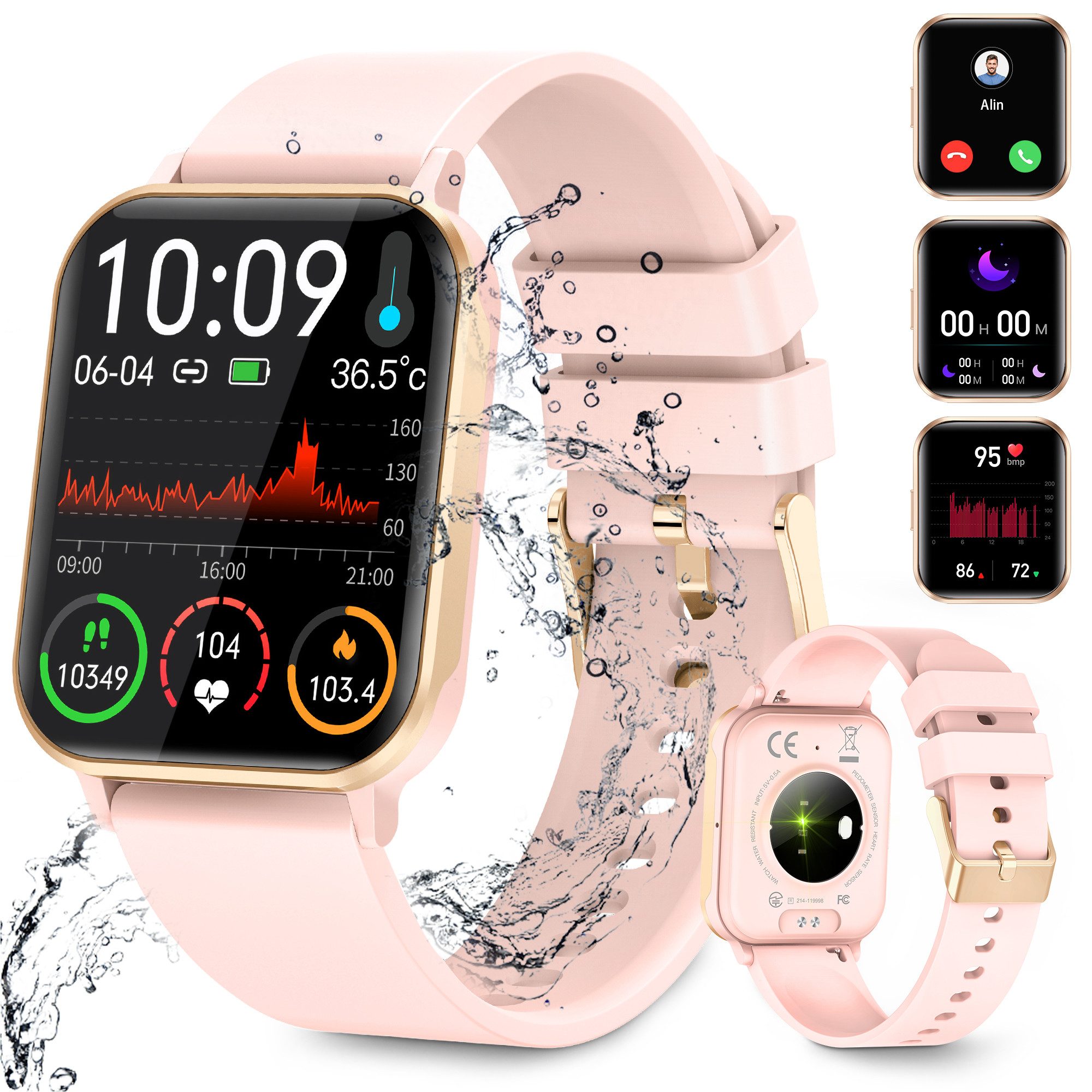 Smartwatch Fitness Tracker Uhr für Damen Herren mit Telefonfunktion Smartwatch