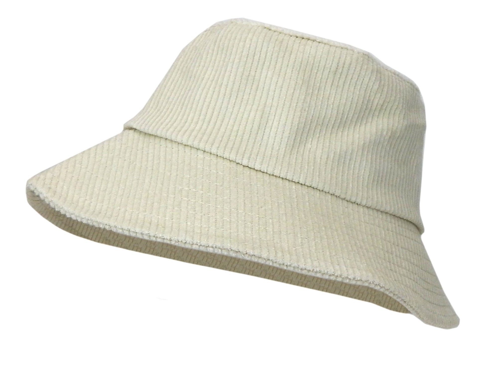 Ella Jonte Schlapphut Bucket Hat aus feinem Cord in Creme Beige mit verstellbarem Zugband