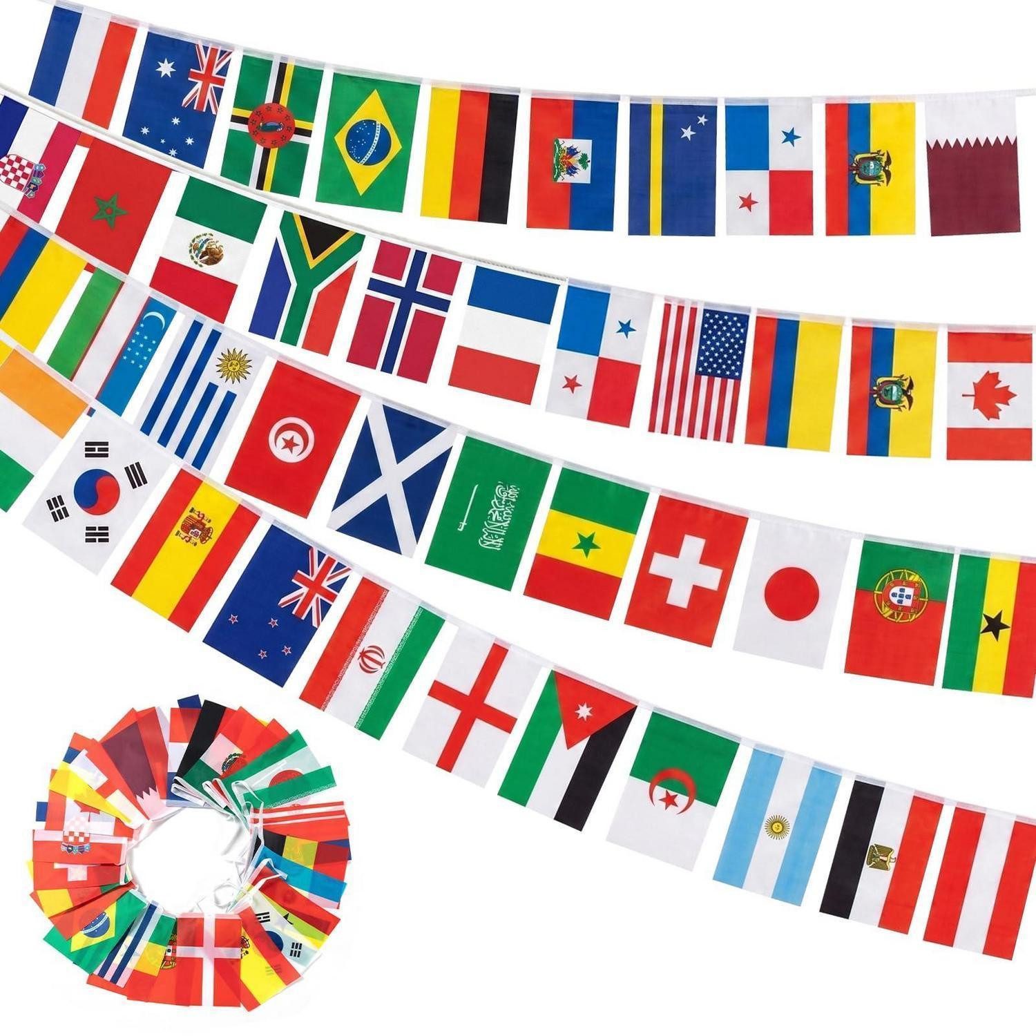 LuxusKollektion Flagge Fahnen Wimpelkette 48 Länder 14.5m
