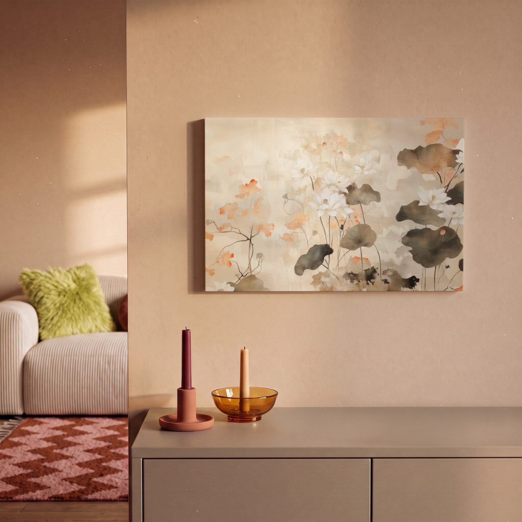 OneMillionCanvasses® Leinwandbild Blumen - Japandi - Wabi sabi, Fotodruck (1 St), Wandbild, Deko Schlafzimmer Wohnzimmer Flur 20x20 cm – Bild 2 von 5