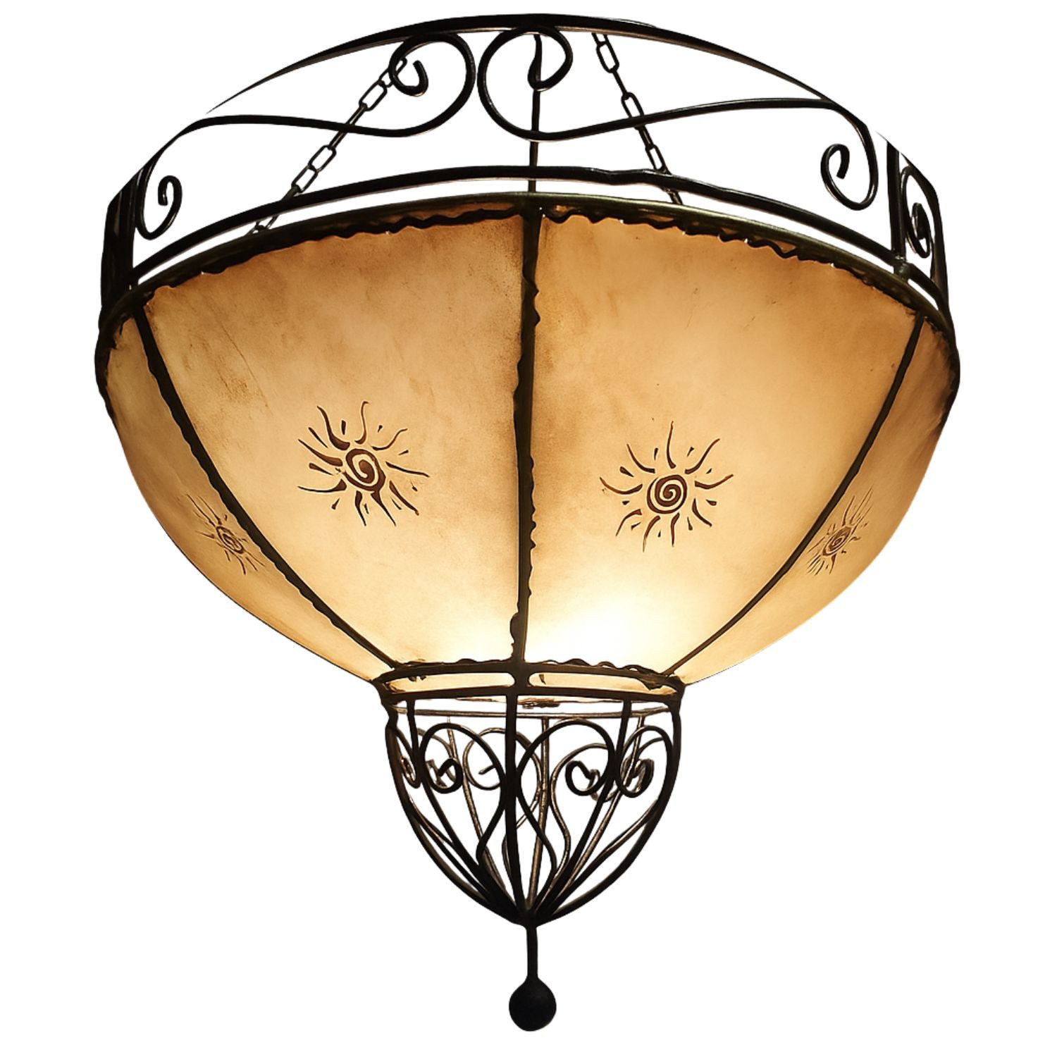 Marrakesch Orient & Mediterran Interior Pendelleuchte Orientalische Hängeleuchte Demren handgemacht aus Leder in Natur 45 cm, Handarbeit