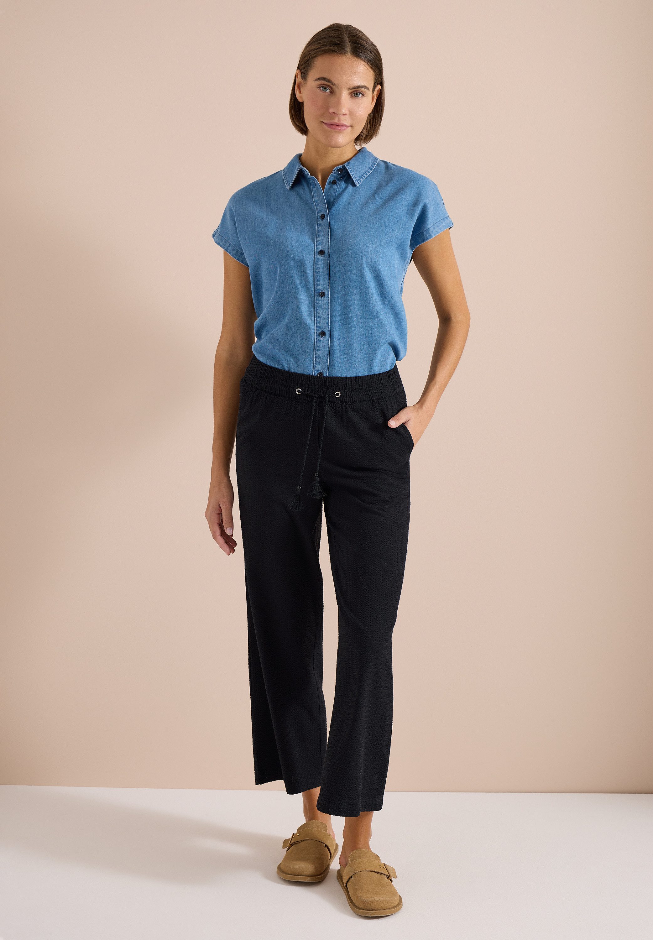 CECIL Culotte aus Seersucker-Material