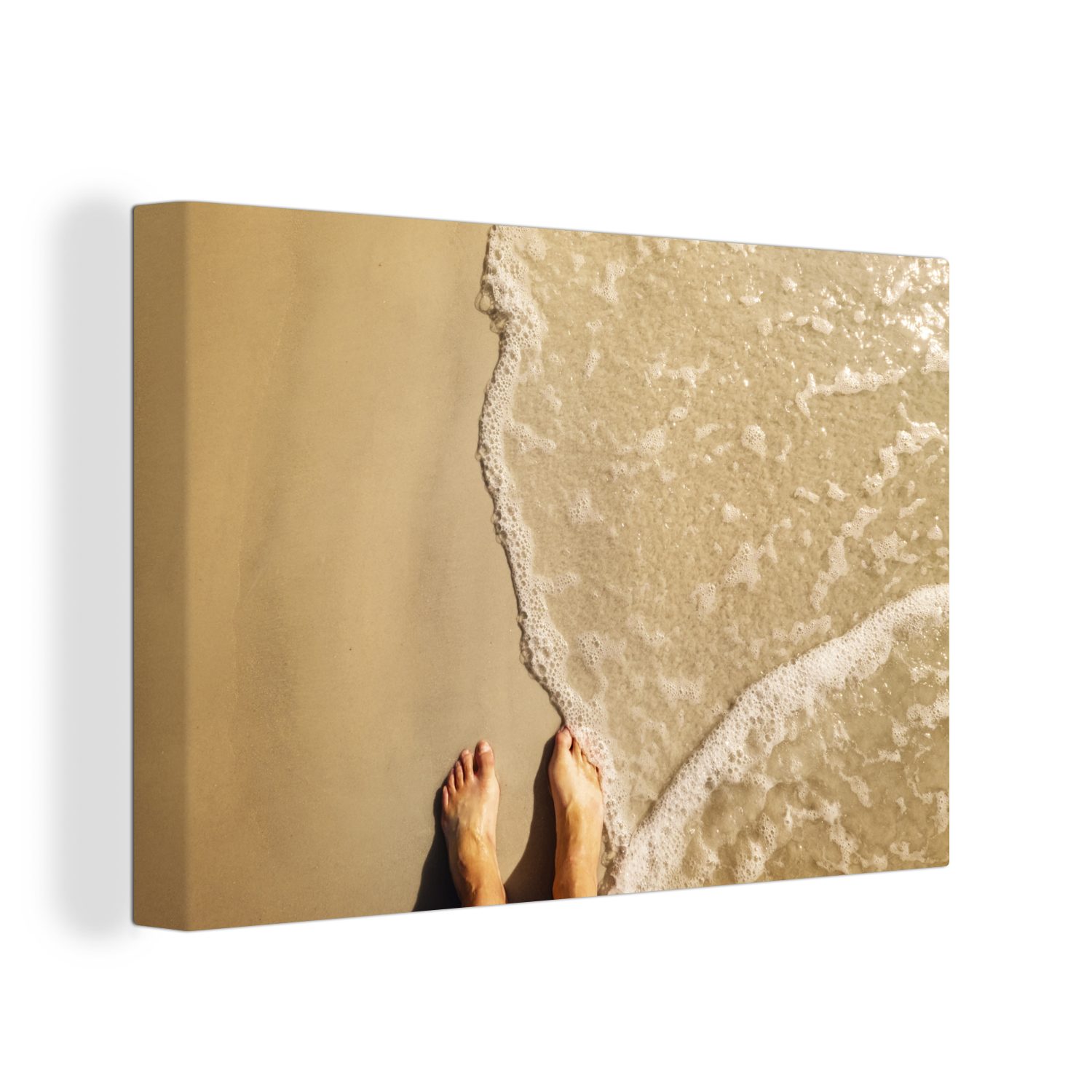 OneMillionCanvasses® Leinwandbild Nackte Füße im Sand am Strand von Fort Myers, Florida, (1 St), Wandbild Leinwandbilder, Aufhängefertig, Wanddeko, 30x20 cm