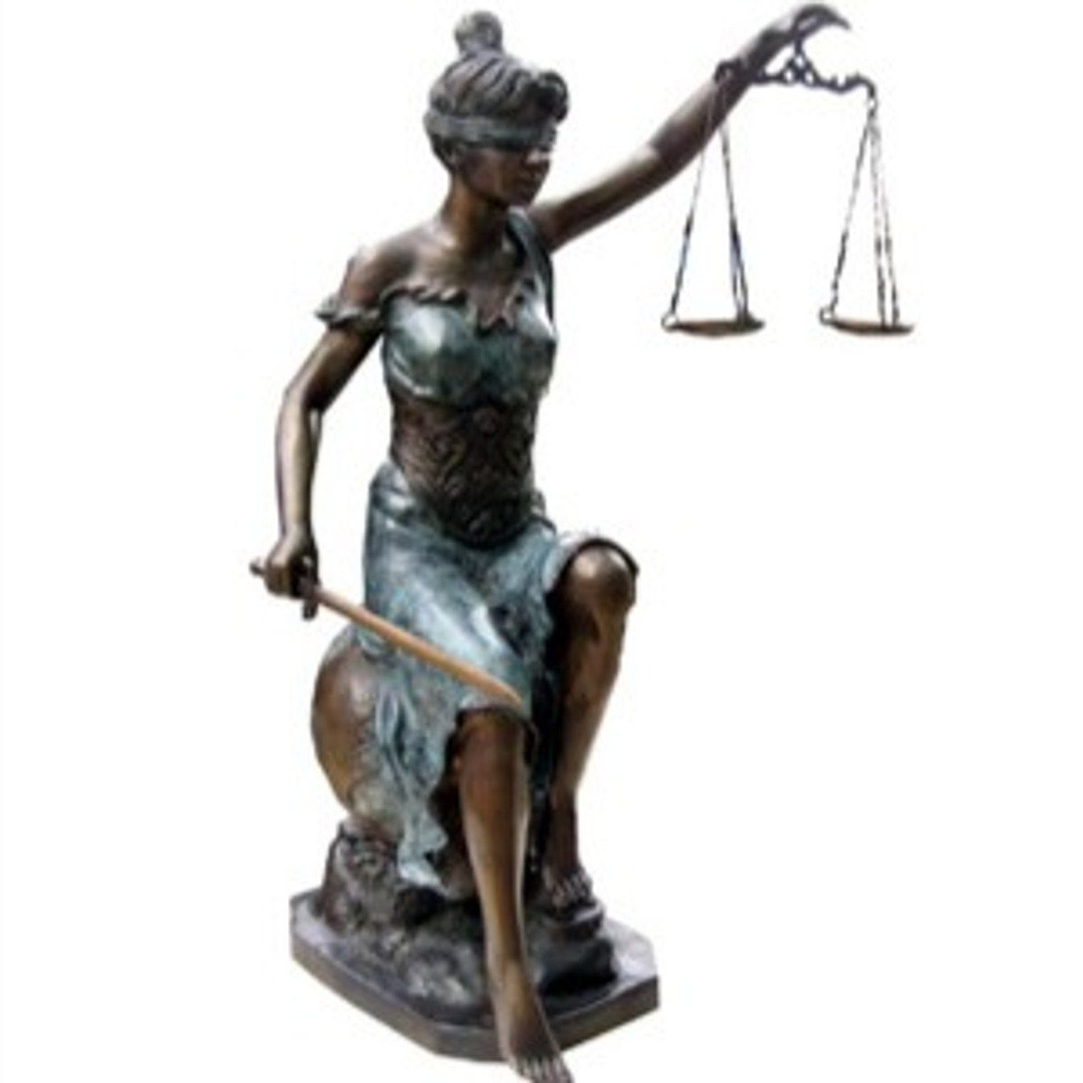 Casa Padrino Dekofigur Luxus Bronzefigur Lady Justice auf Marmorsockel - Bronze Justitia Figur Büste Anwalt Notar
