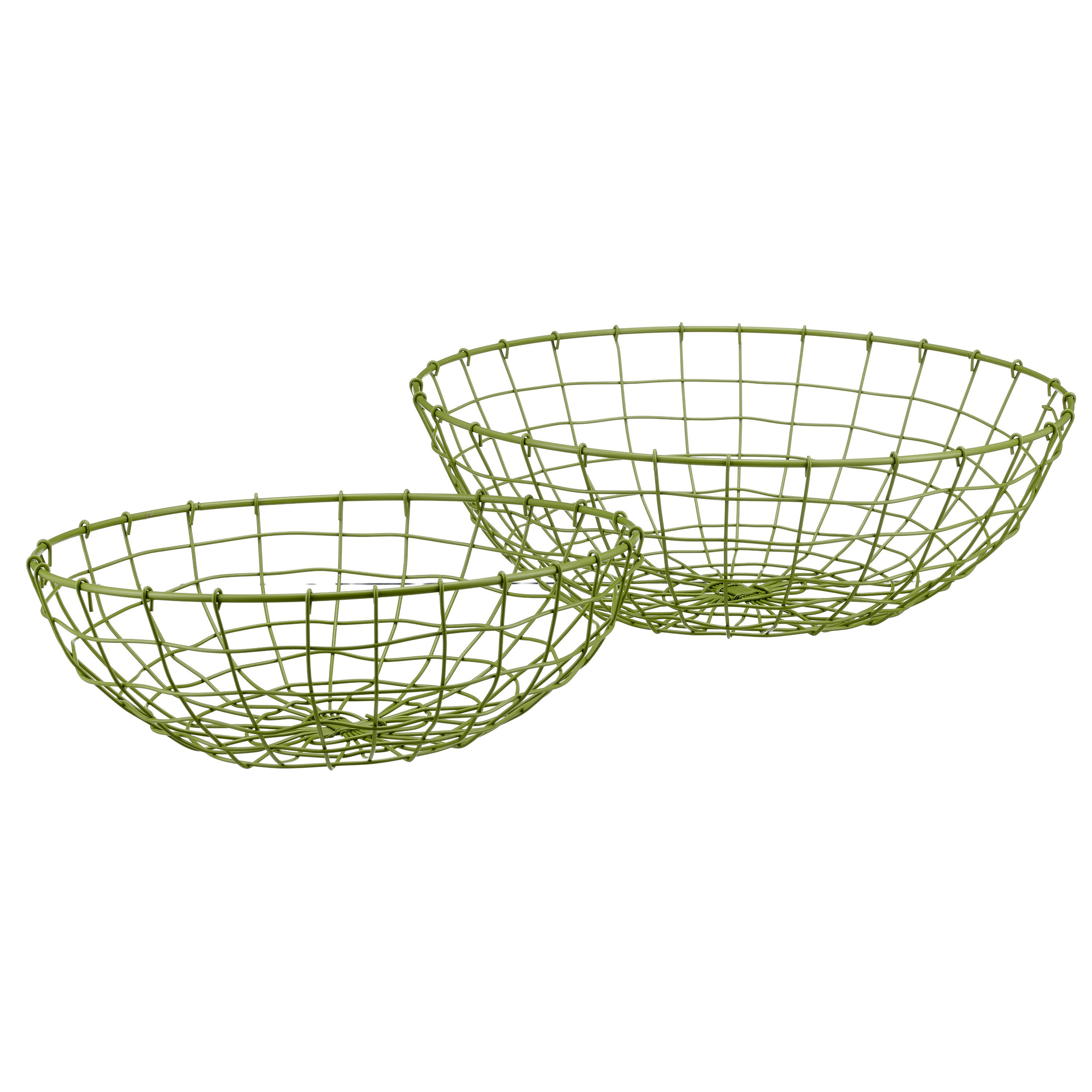 Gasper Dekoschale Metalldraht-Schalen 2er-Set Ø 40 & 33 cm – Obstkorb & Dekokorb. Grün