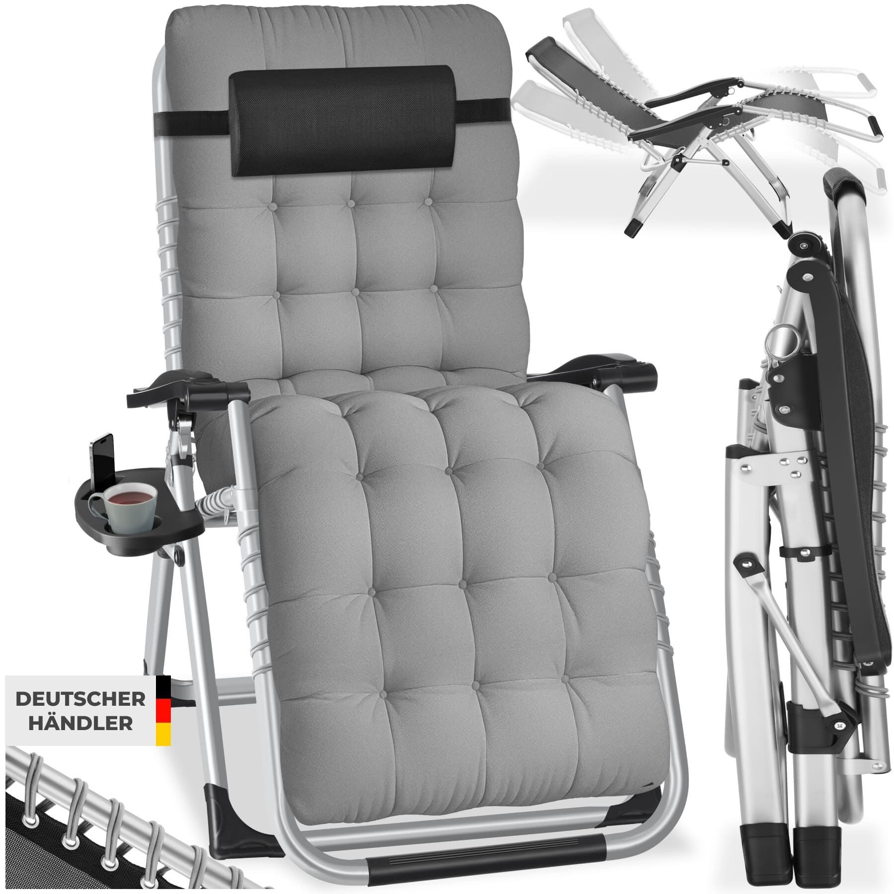 tectake Gartenstuhl Sonnenliege „Cloud“ – klappbar, verstellbar, mit Polste günstig online kaufen