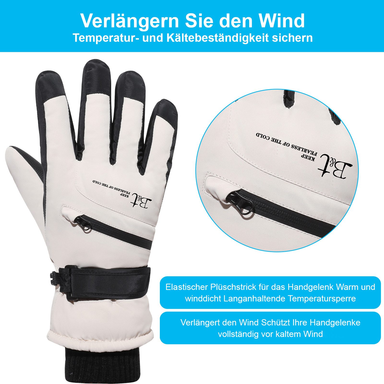 Sunicol Skihandschuhe Wasserdicht Handschuhe Herren Damen Winterhandschuhe, Touchscreen Rutschfeste Thermohandschuhe für Radfahren, Laufen, Skifahren, Wandern