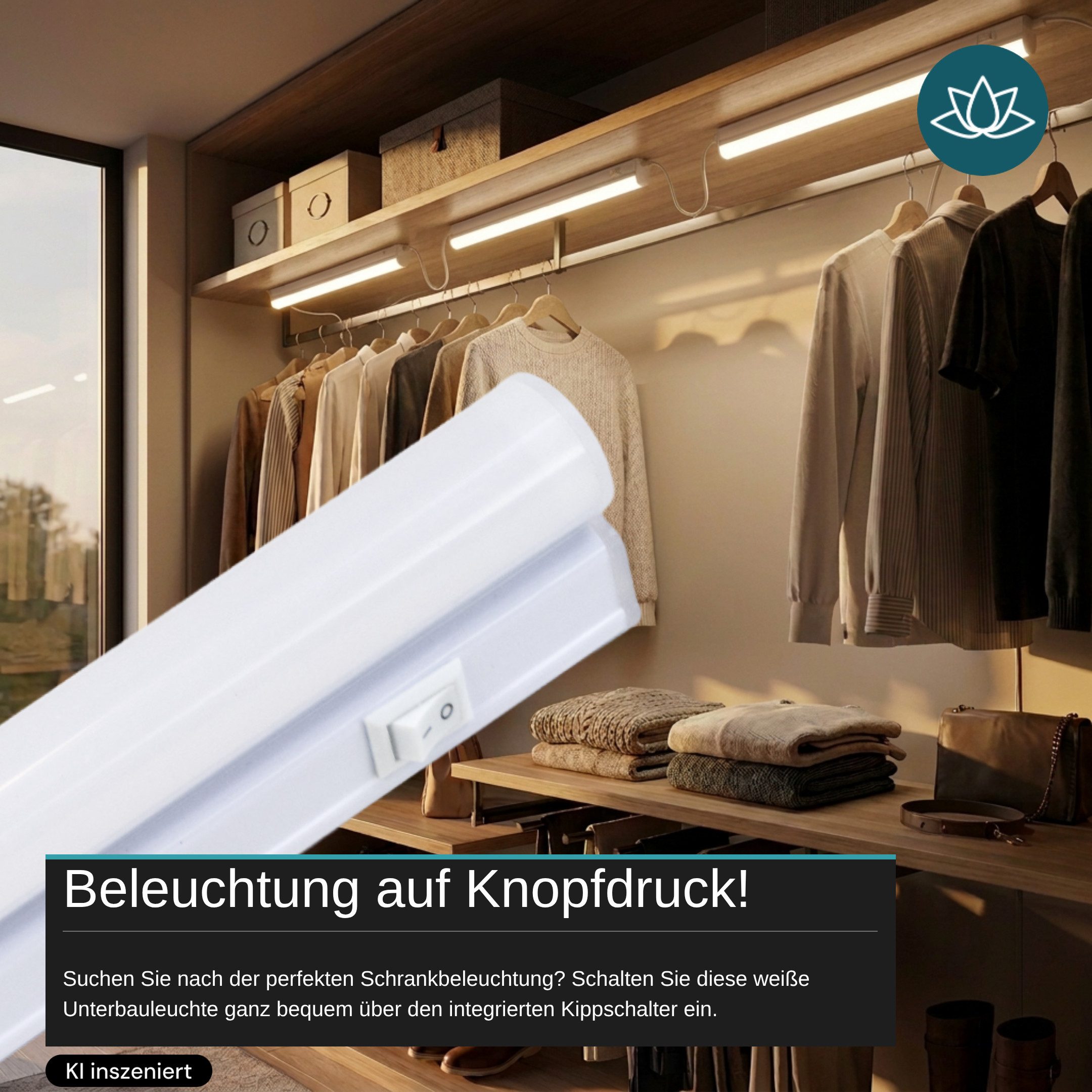 LUXULA LED Unterbauleuchte LUXULA LED Unterbauleuchte 58 cm 8 W 4500 K Neutralweiß Weiß, LED fest integriert, Neutralweiß – Bild 5 von 5