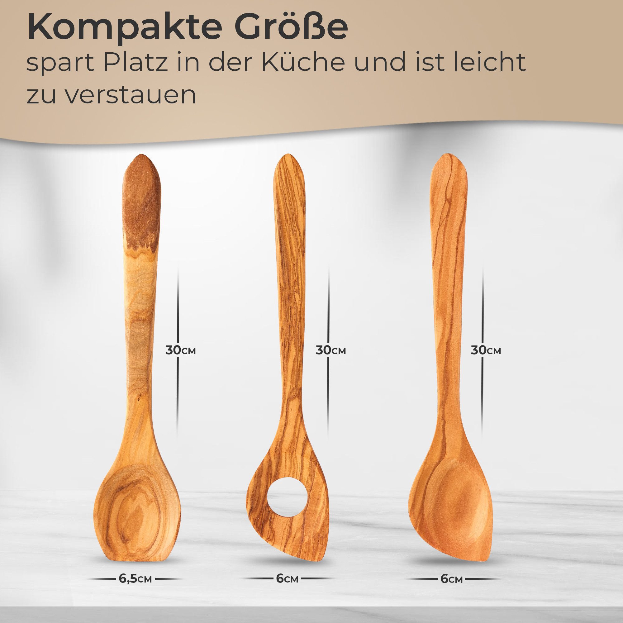 Topanbieter999 Kochbesteck-Set, Hochwertiges Olivenholz, Made in EU – Bild 3 von 5