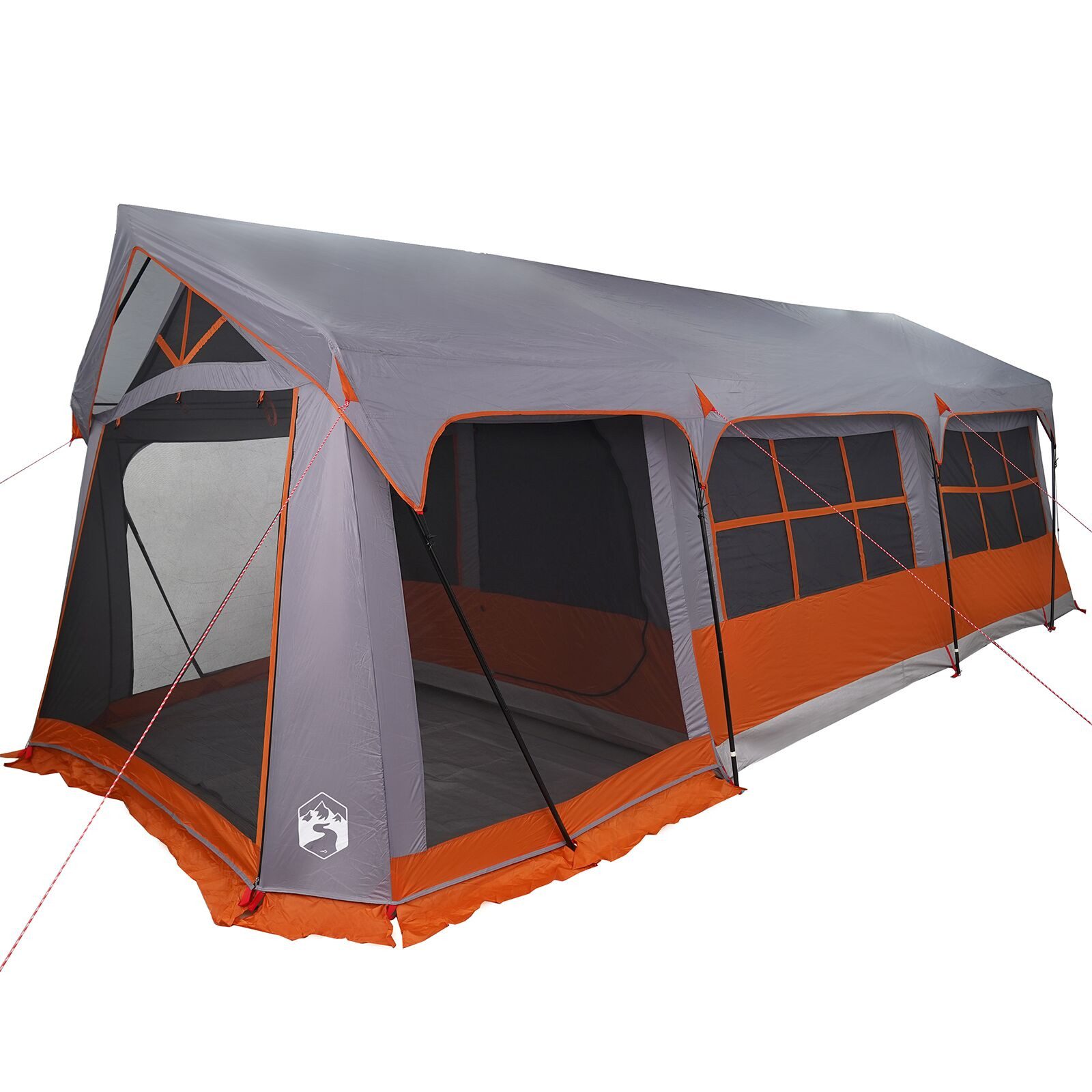 Vorzelt Camping-Zelt mit Fenstern Grau und Orange für 10 Personen Wasserdicht