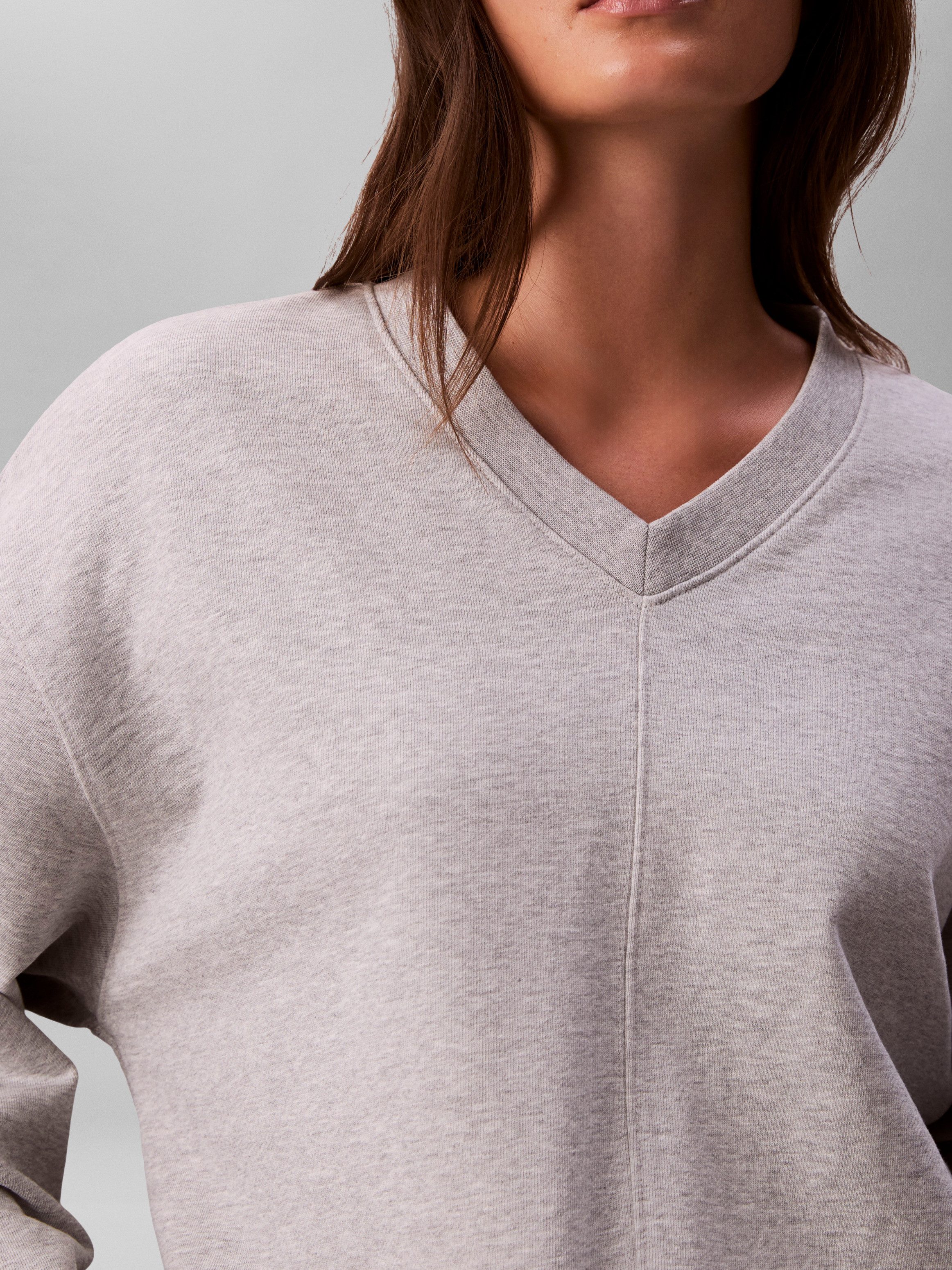 Calvin Klein Jeans Sweatshirt LS TERRY WOVEN LABEL VNK SWEATSH Regular fit mit V-Ausschnitt – Bild 4 von 5