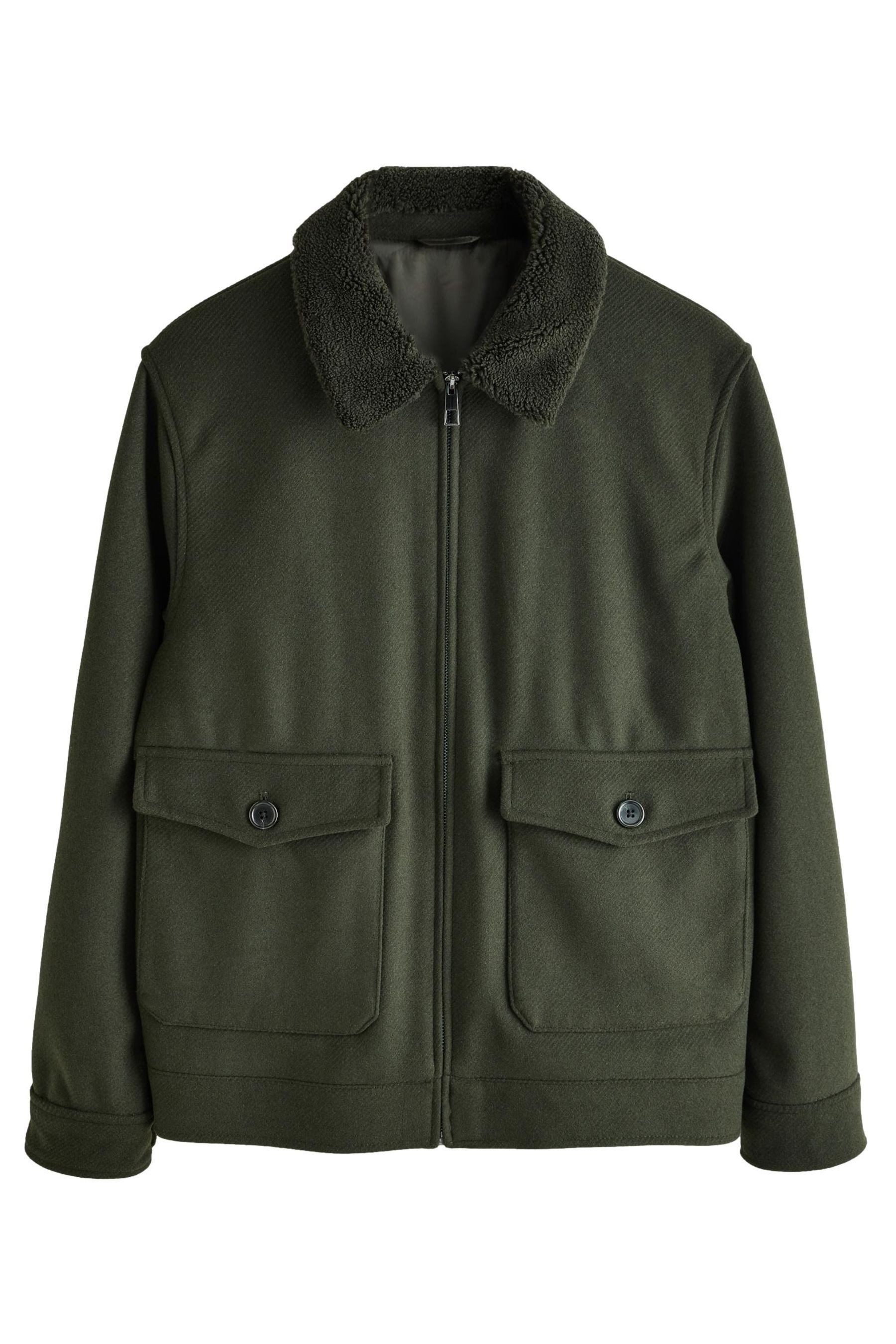 Next Wollmantel Twill-Jacke mit Borgkragen aus Wollgemisch (1-tlg)