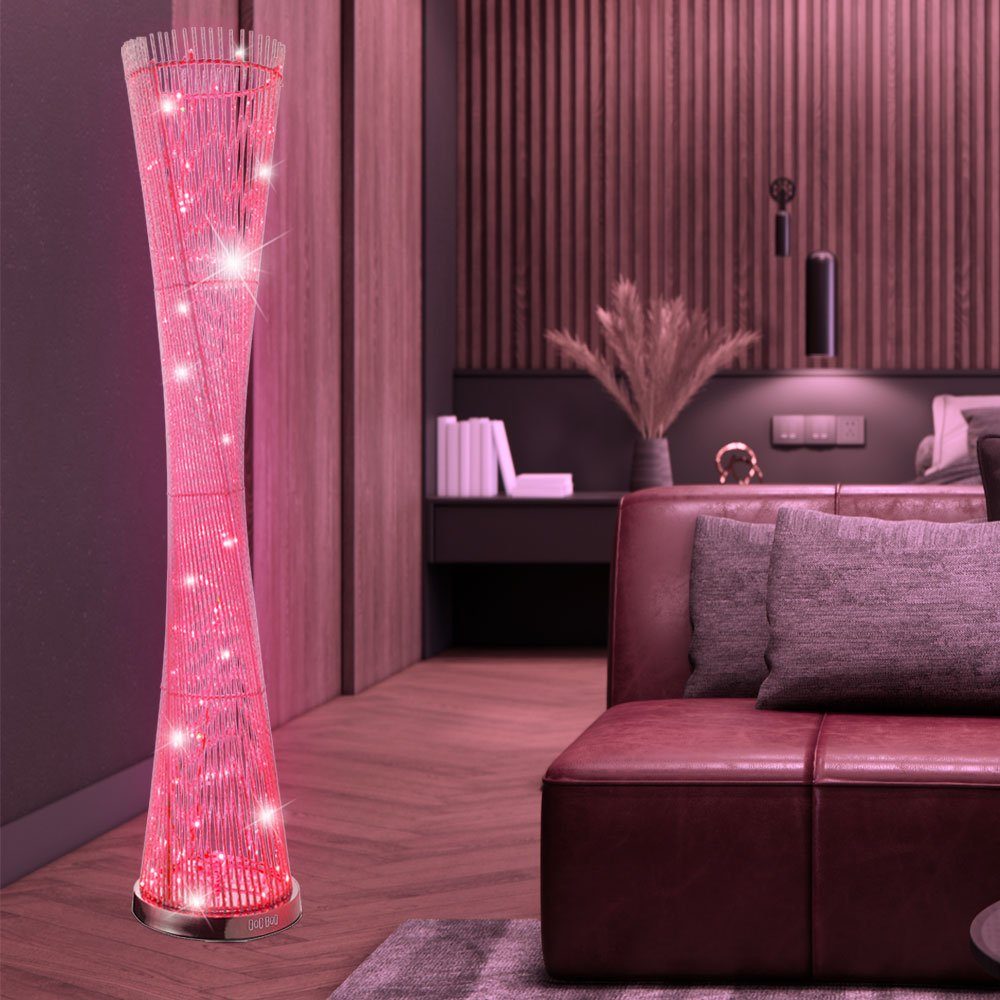Farbwechsel, Lampe Steh Stehlampe, LED RGB metallic Höhe etc-shop Stand Leuchte LED Alu verbaut, silber Farbwechsler fest LED-Leuchtmittel