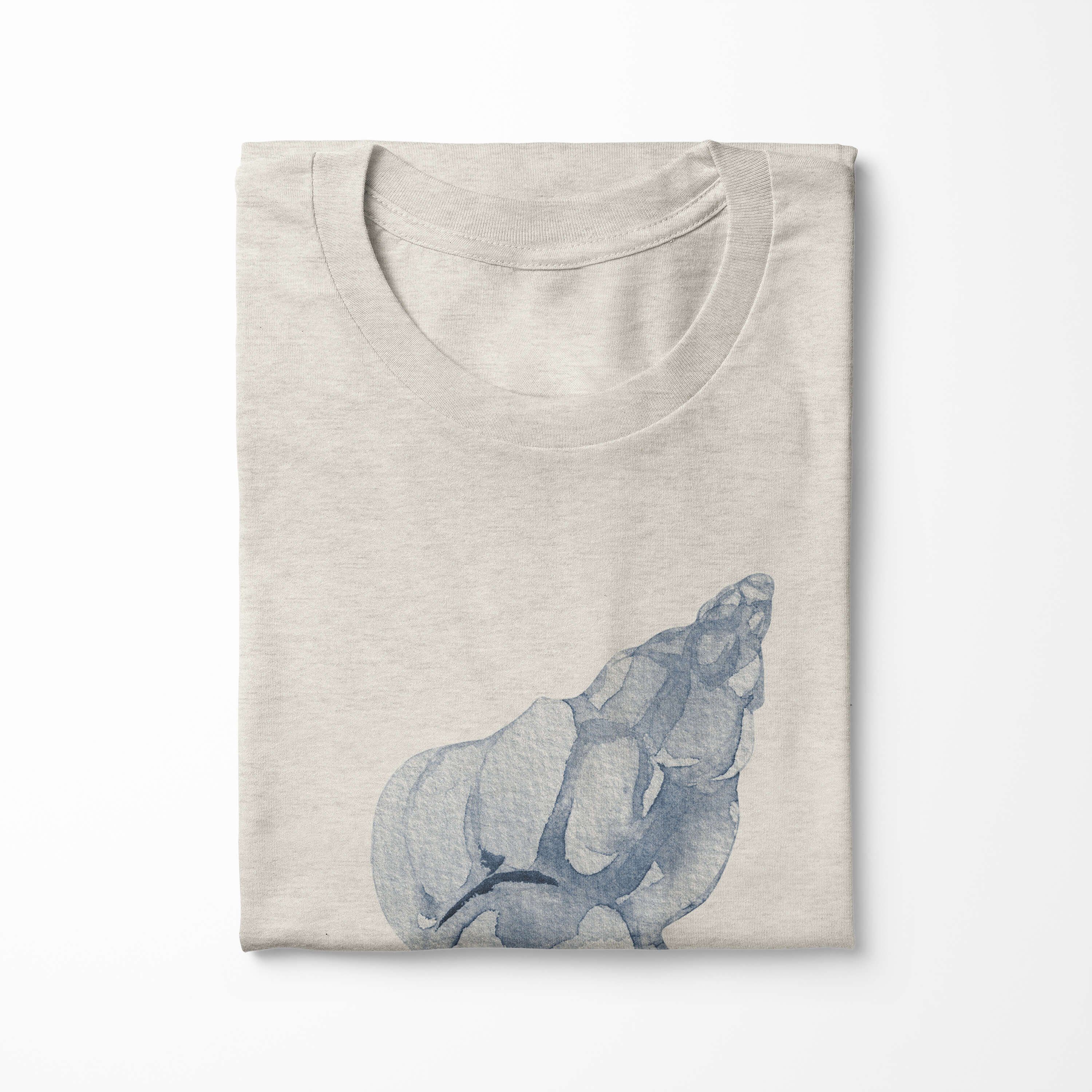 Muschel Ökomode Shirt (1-tlg) Wasserfarben gekämmte Bio-Baumwolle Sinus T-Shirt Herren Motiv T-Shirt 100% Art aus Nachhaltig