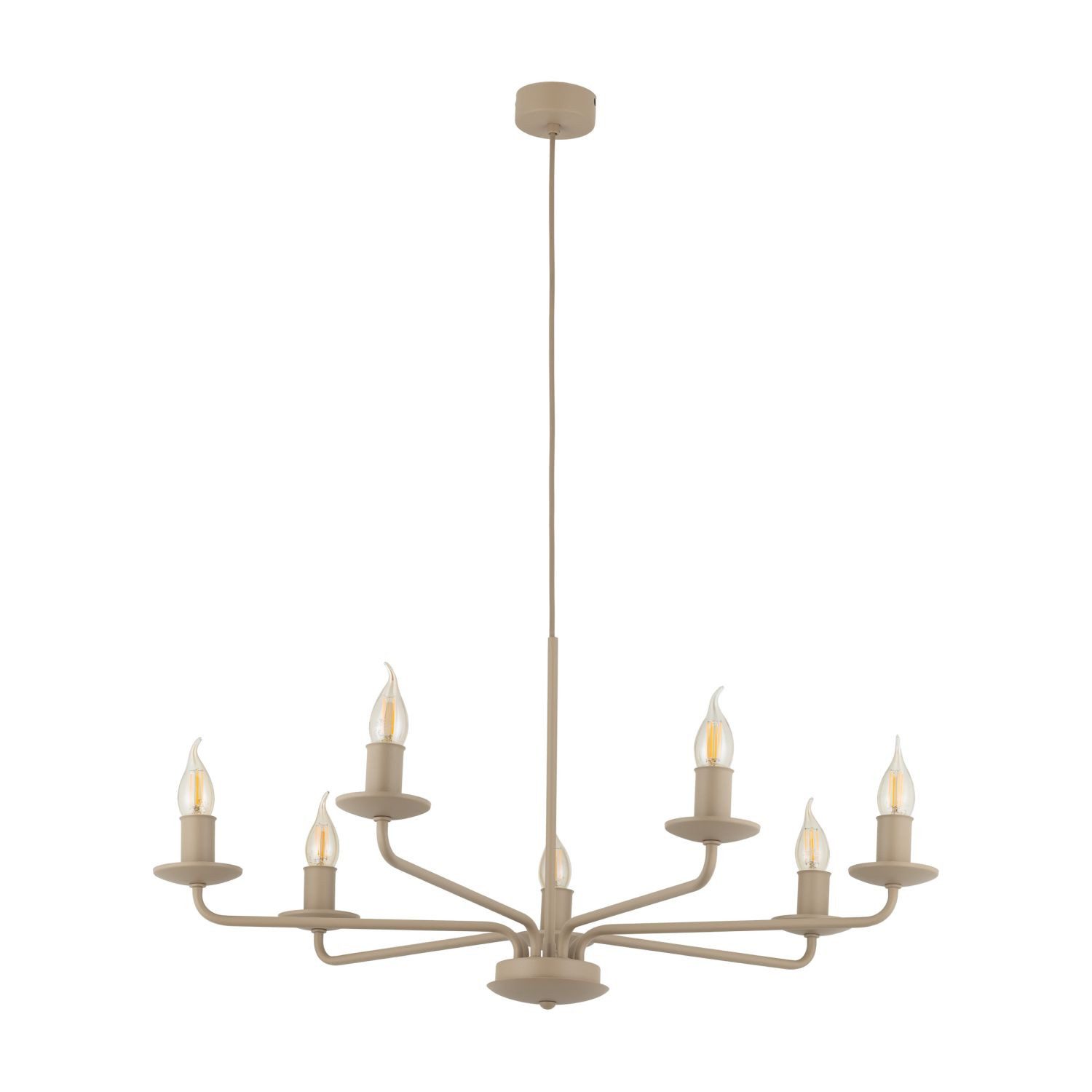 Licht-Erlebnisse Pendelleuchte STERRE, ohne Leuchtmittel, Metall E14 72 cm breit H: max. 86 cm Beige Retro