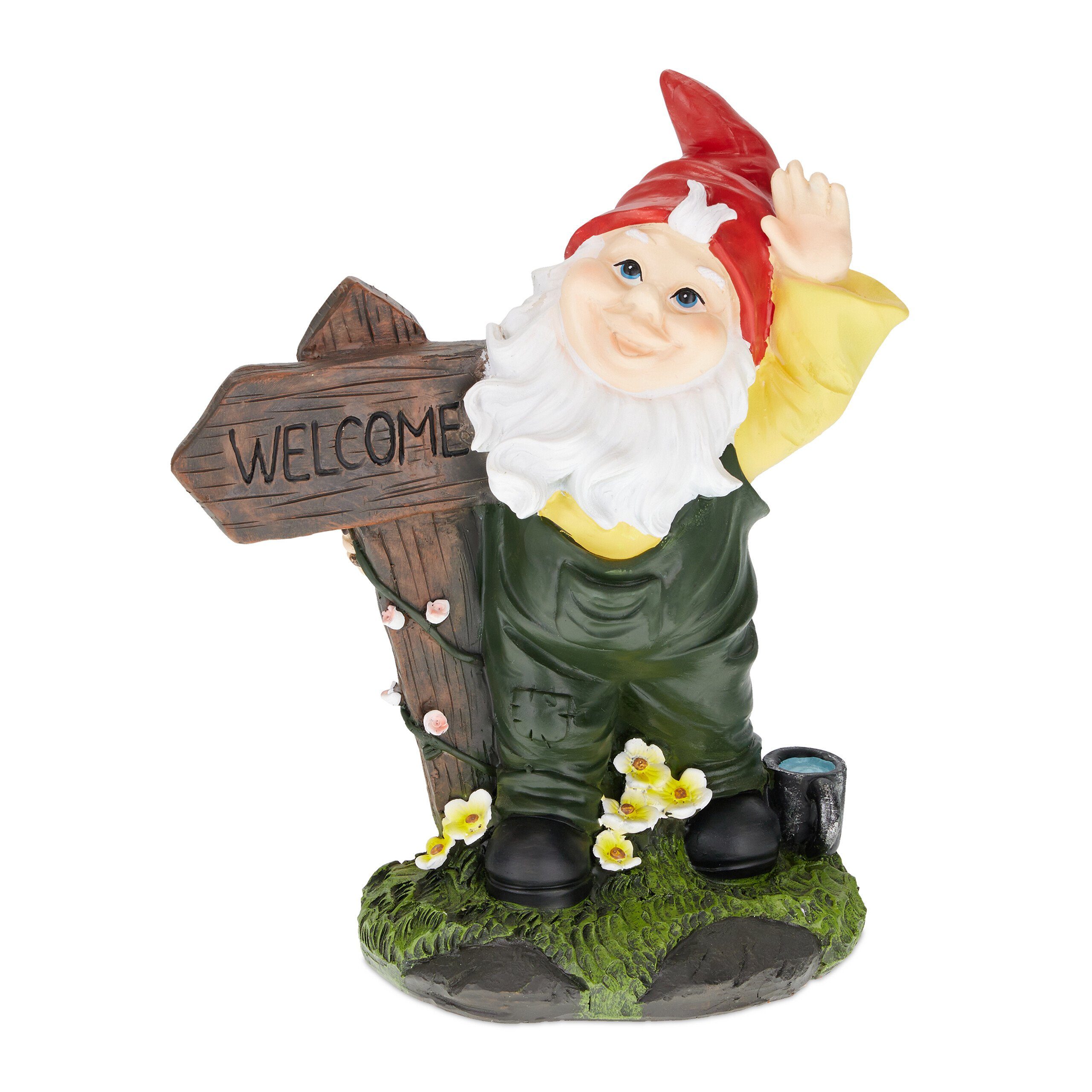 relaxdays Gartenzwerg mit Welcome Schild günstig online kaufen