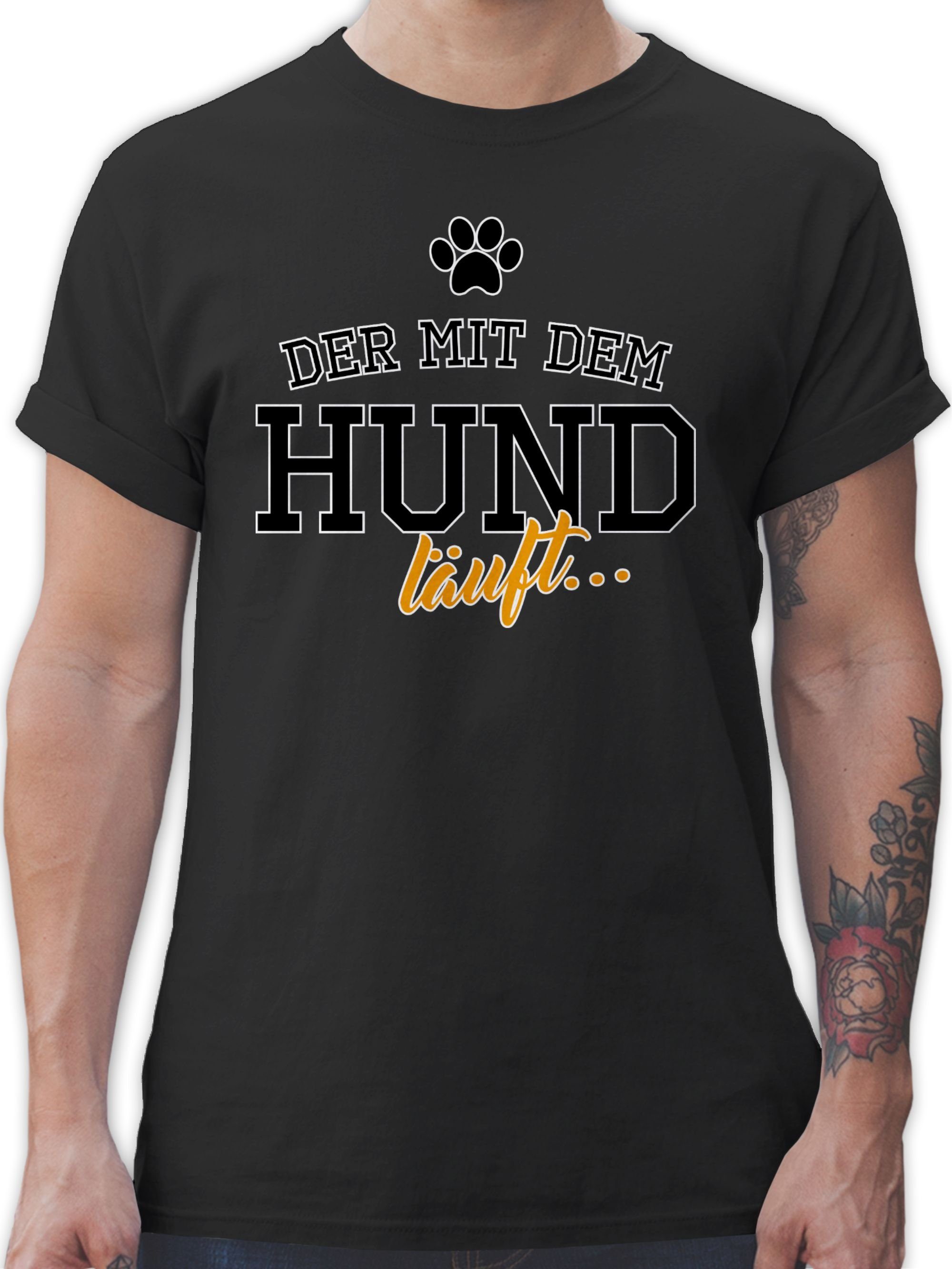 Shirtracer T-Shirt Der mit dem Hund läuft Geschenk für Hundebesitzer 02 Schwarz