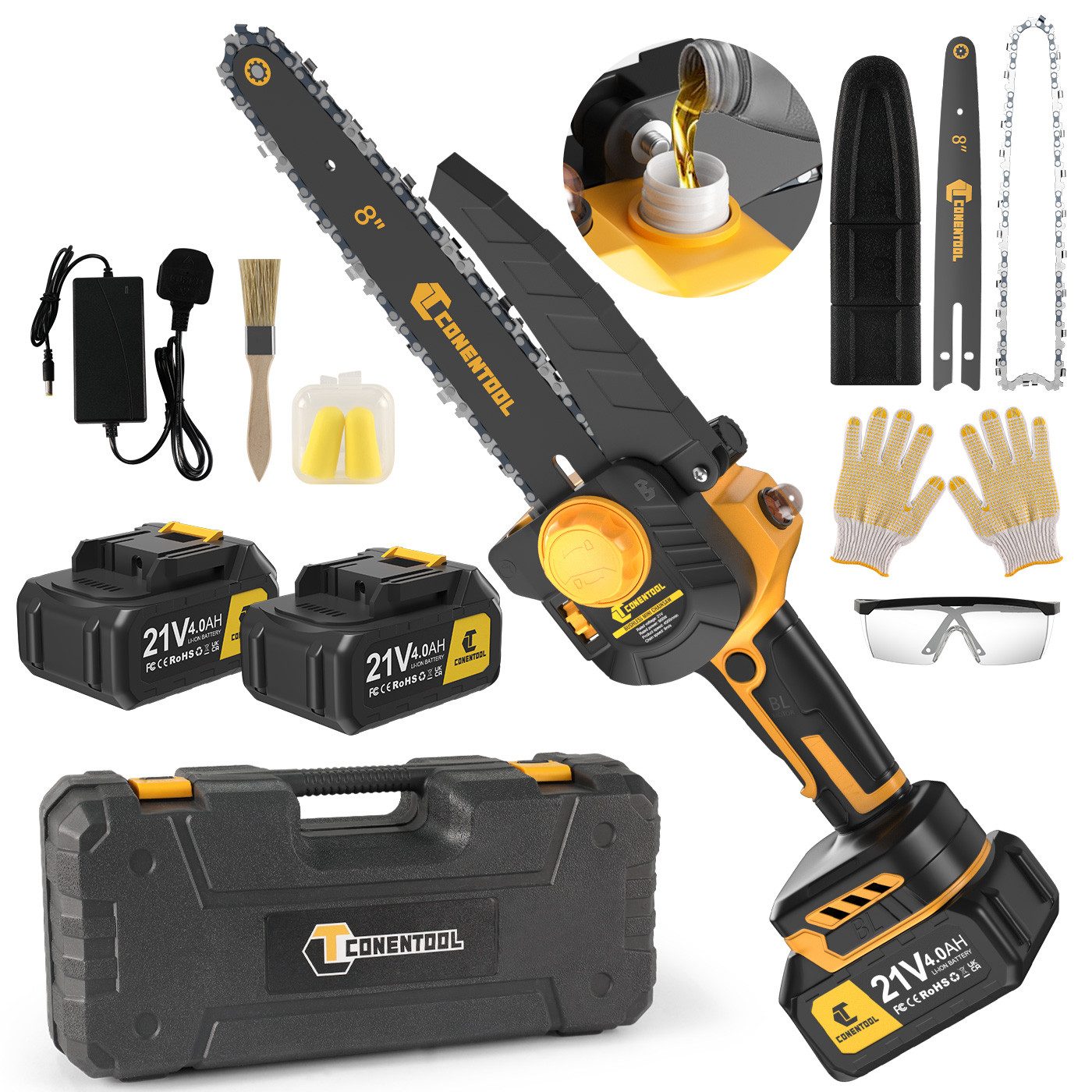 CONENTOOL Akku-Kettensäge 21V Mini Kettensäge, 8 günstig online kaufen