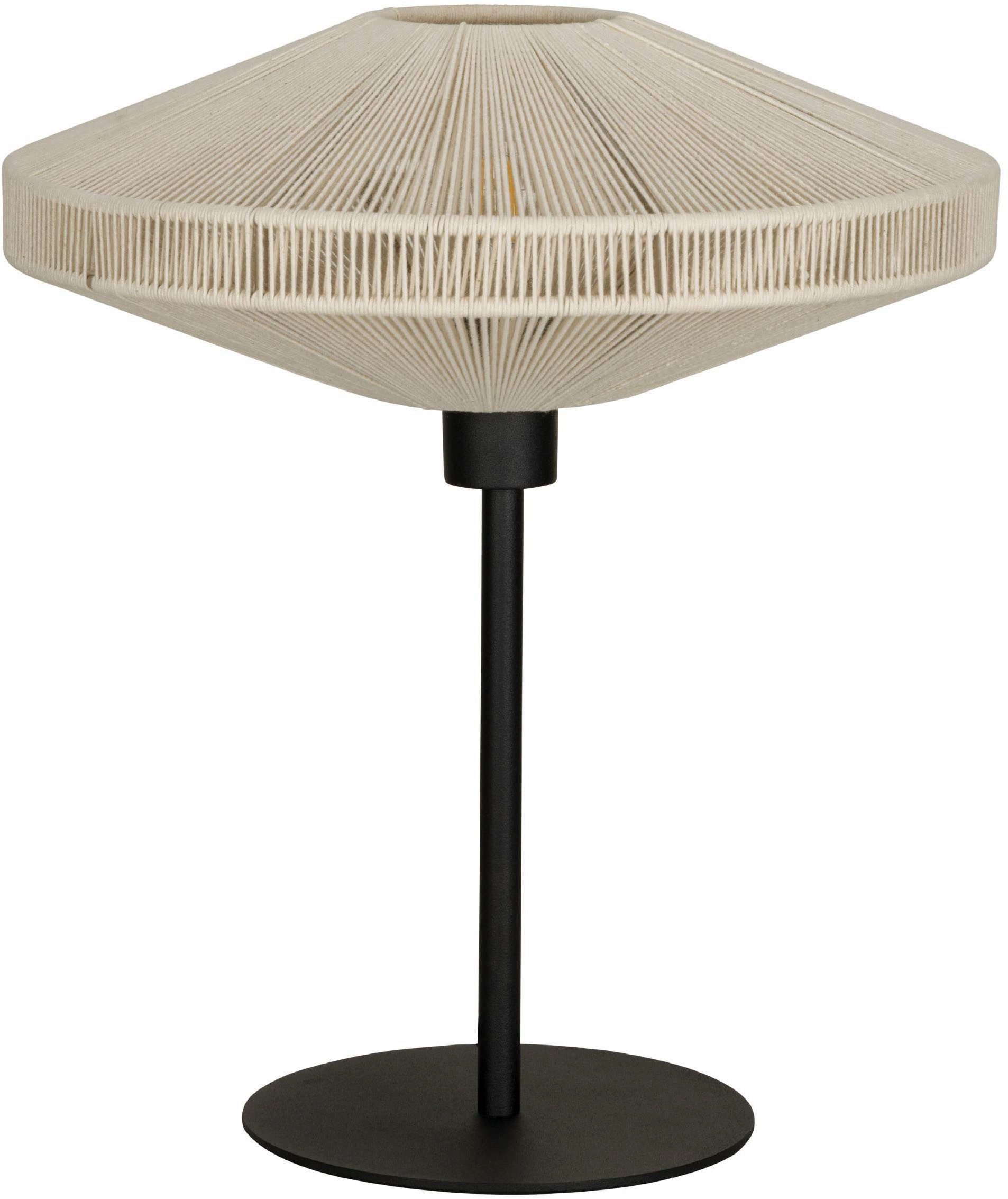 EGLO Tischleuchte Midsumer Tischlampe, Japanisch, Metall und Textil, E27, Nachtischlampe, Ein-/Ausschalter, ohne Leuchtmittel, Tischleuchte - H44 x Ø38 cm - schwarz - 1X40W exkl.