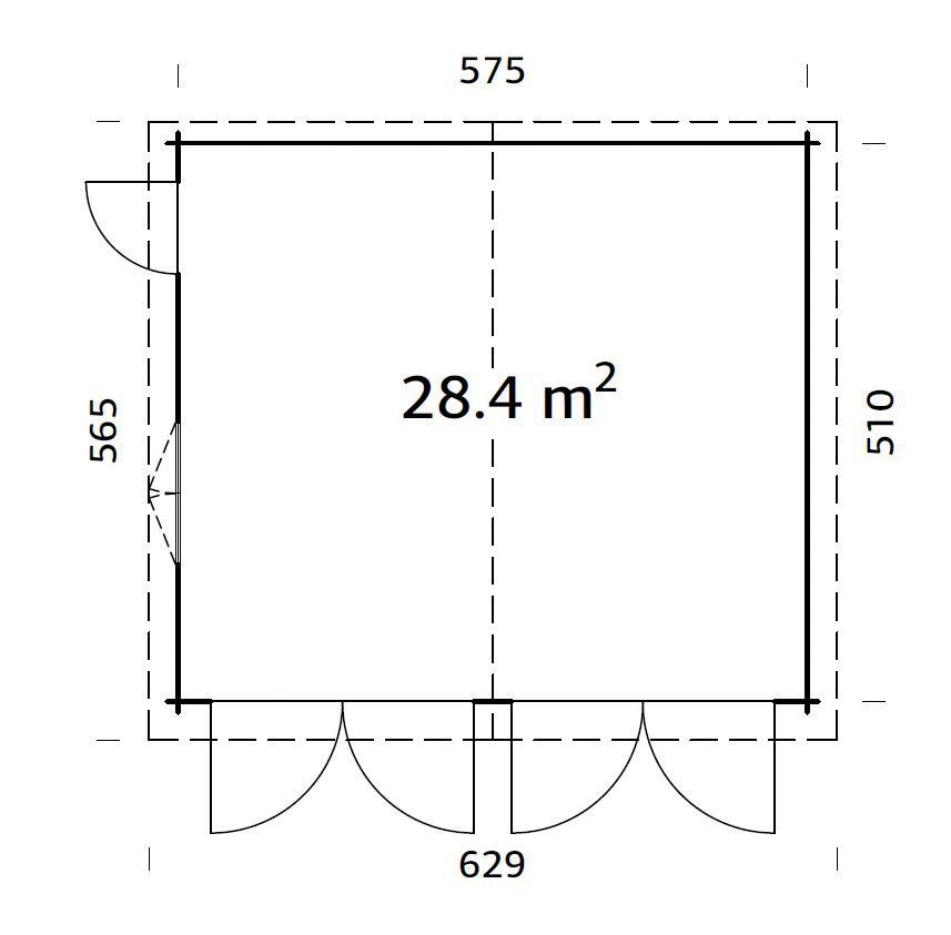 Palmako Garage Roger, BxTxH: 629x565x310 grau mit Holztor, cm