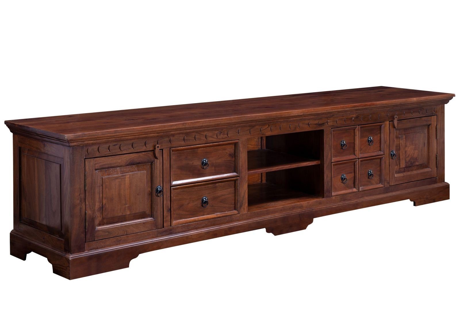 Massivmoebel24 TV-Board OXFORD (Massivholz), TV-Board Akazie 220x50x55 nougat lackiert OXFORD #341