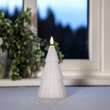 MARELIDA LED-Kerze LED Kerze Tannenbaum Echtwachs warmweiße 3D Flamme H: 18cm Timer weiß (1-tlg)