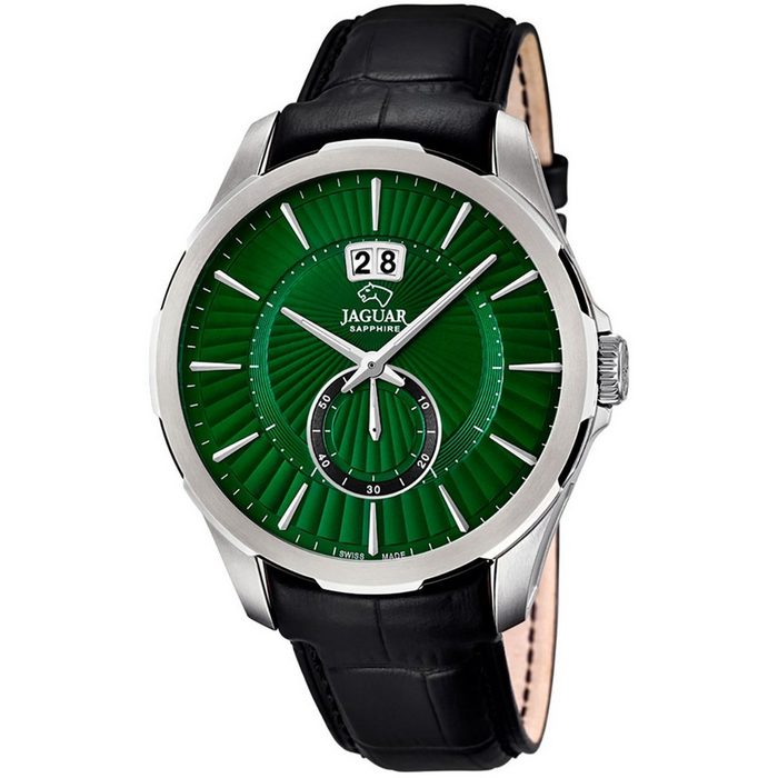 JAGUAR Quarzuhr Jaguar Herren Uhr Elegant Quarz J682/2 (Armbanduhr) Herren Armbanduhr rund Lederarmband schwarz Elegant