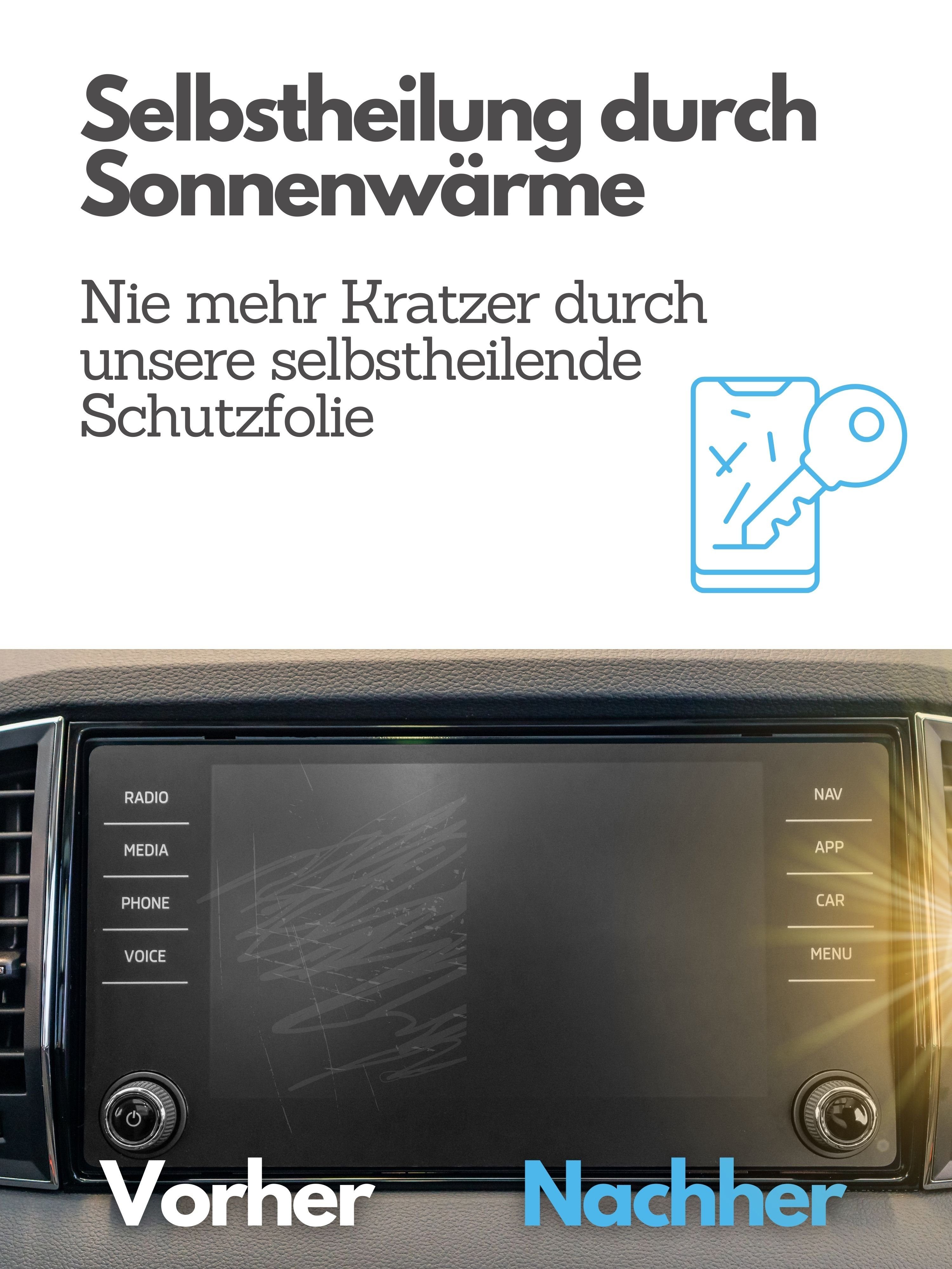 DISSKIN Displayschutzfolie Für Skoda verschiedene Modelle, Anti-Fingerabdruck-Beschichtung, Selbstheilend durch Wärme