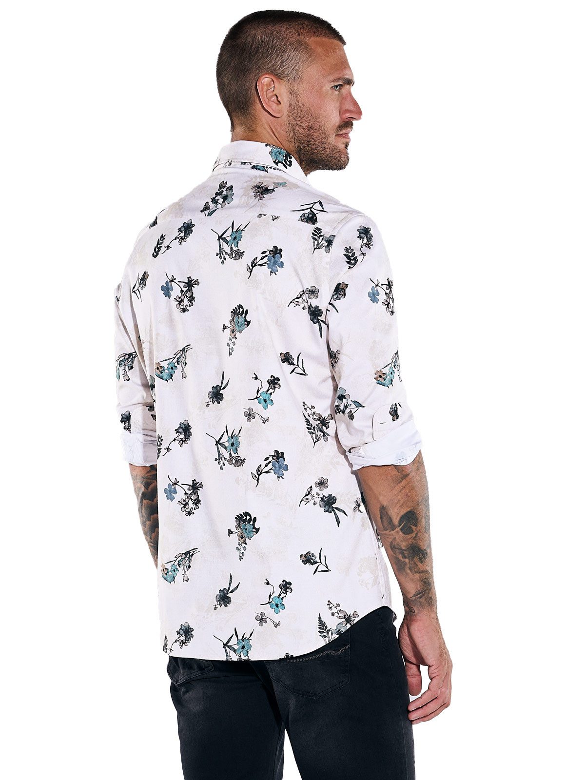 emilio adani Langarmhemd Herren Langarm-Hemd gemustert, Beige