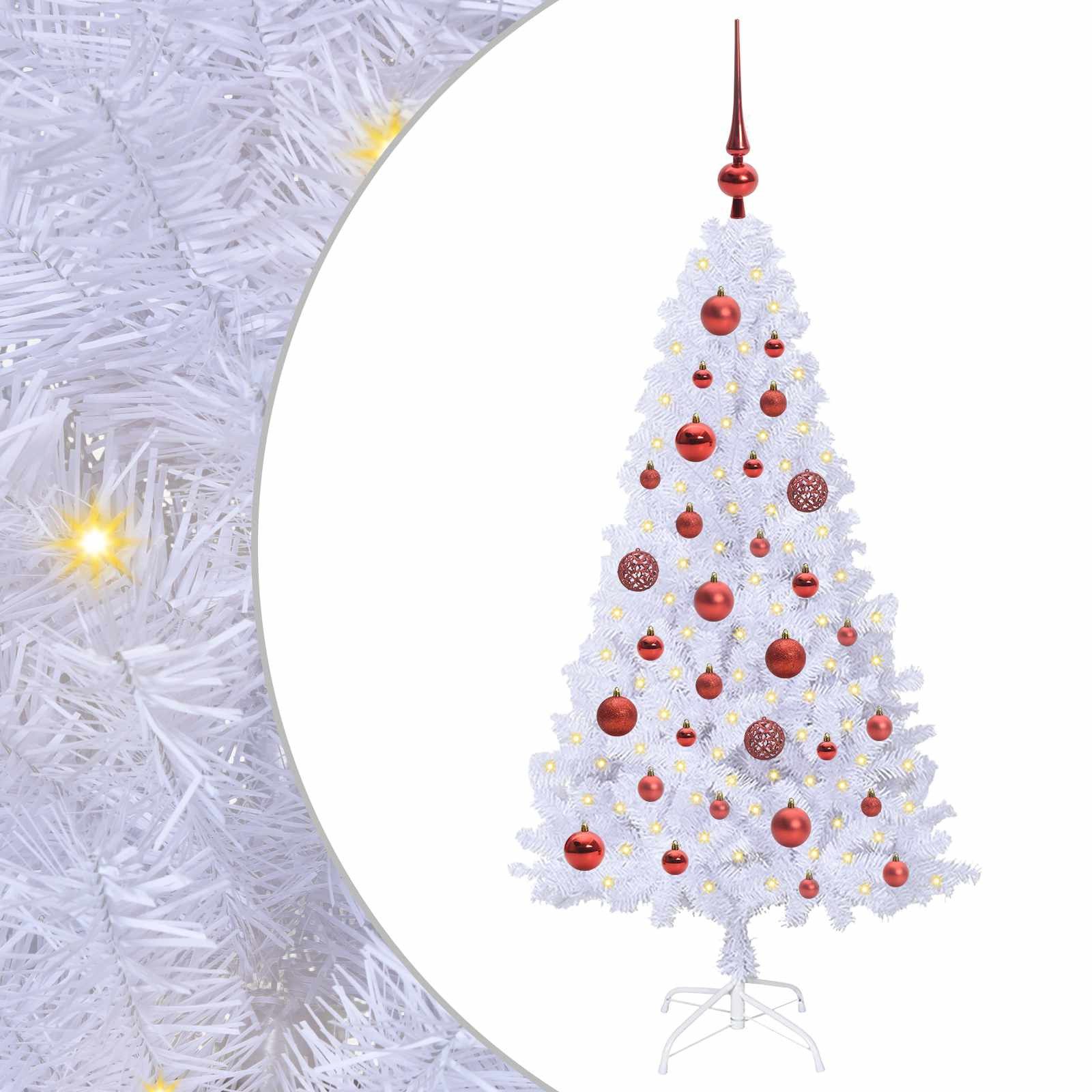 vidaXL Künstlicher Weihnachtsbaum Künstlicher Weihnachtsbaum Weiß 120 cm PVC und Stahl