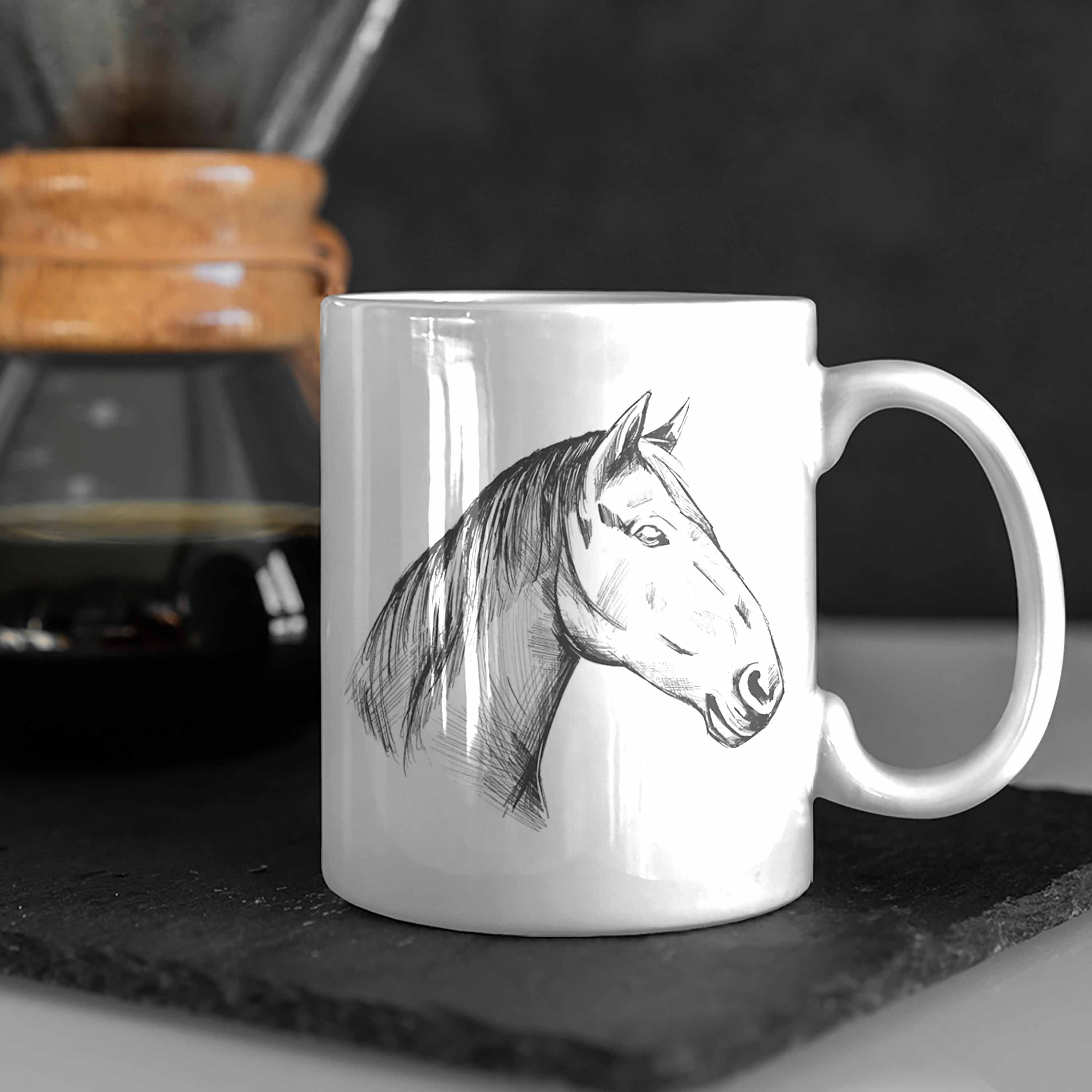 Weiss Trendation Tasse Geschenke Geschenk Pferde Reiterin Pferdeliebhaber Mädchen Lustig Tasse Pferde