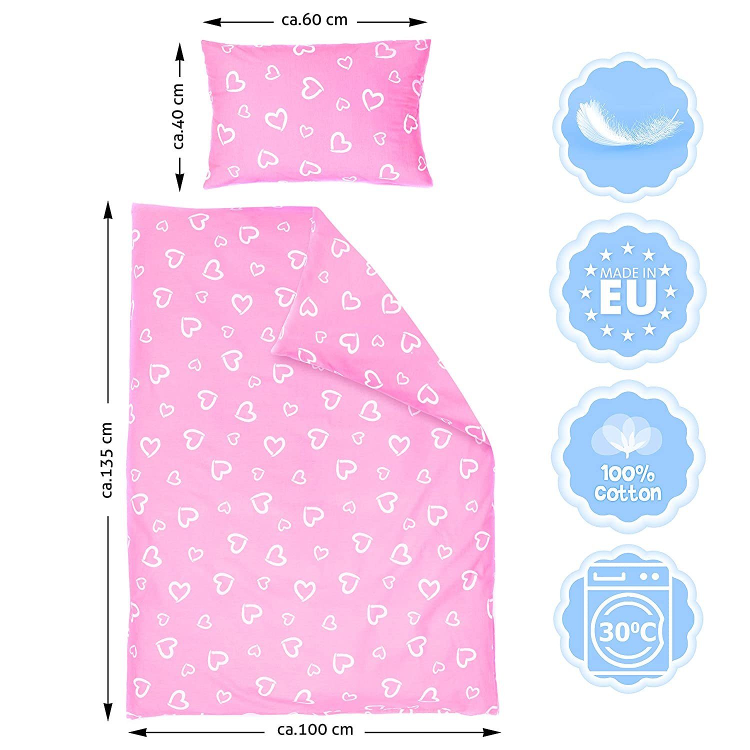 Amilian Kinderbettwäsche 100x135 - Bettwäsche Kinder - Kopfkissenbezug 40x6 günstig online kaufen