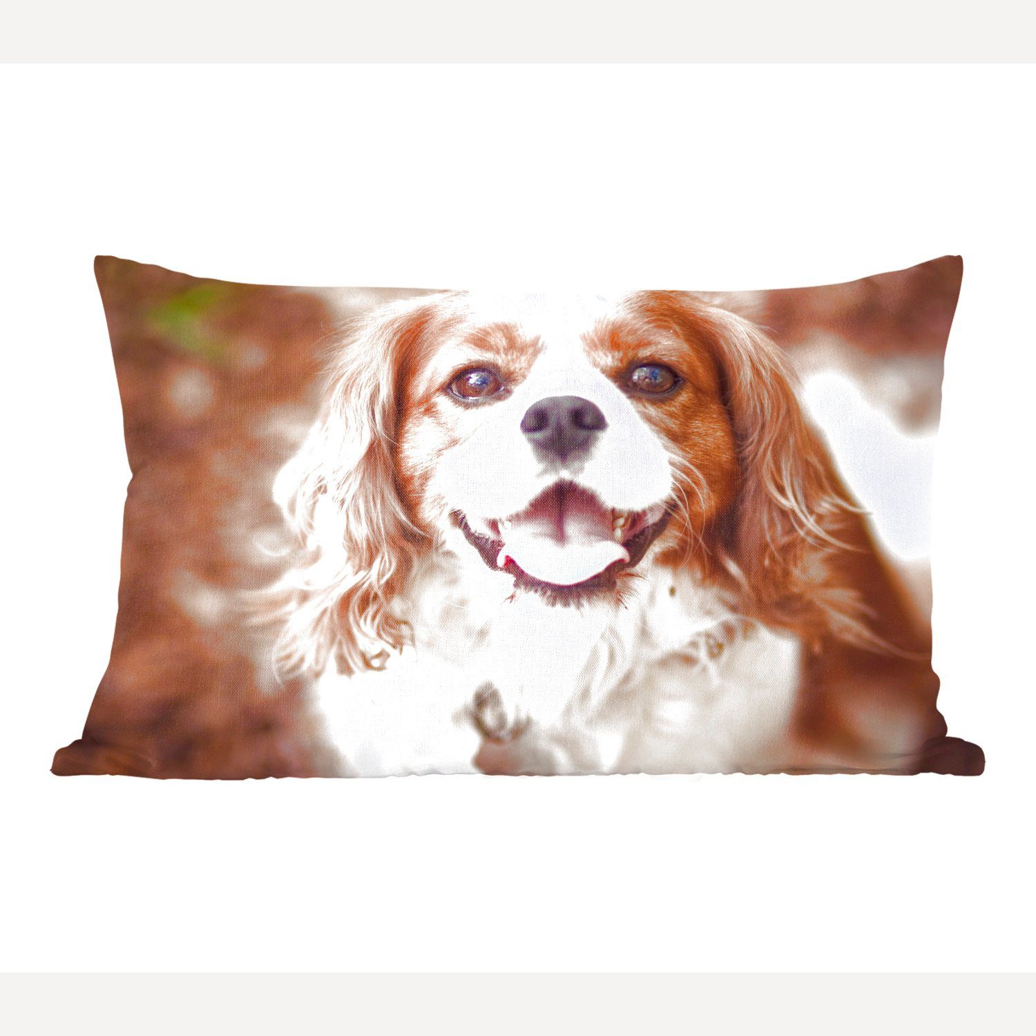 MuchoWow Dekokissen Cavalier King Charles Spaniel im Herbst, Wohzimmer Dekoration, Zierkissen, Dekokissen mit Füllung, Schlafzimmer