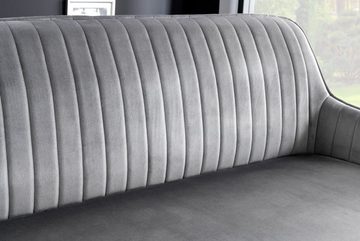 LebensWohnArt Sitzbank Elegante Sitzbank MILAN ca.160cm Samt grau Armlehnen
