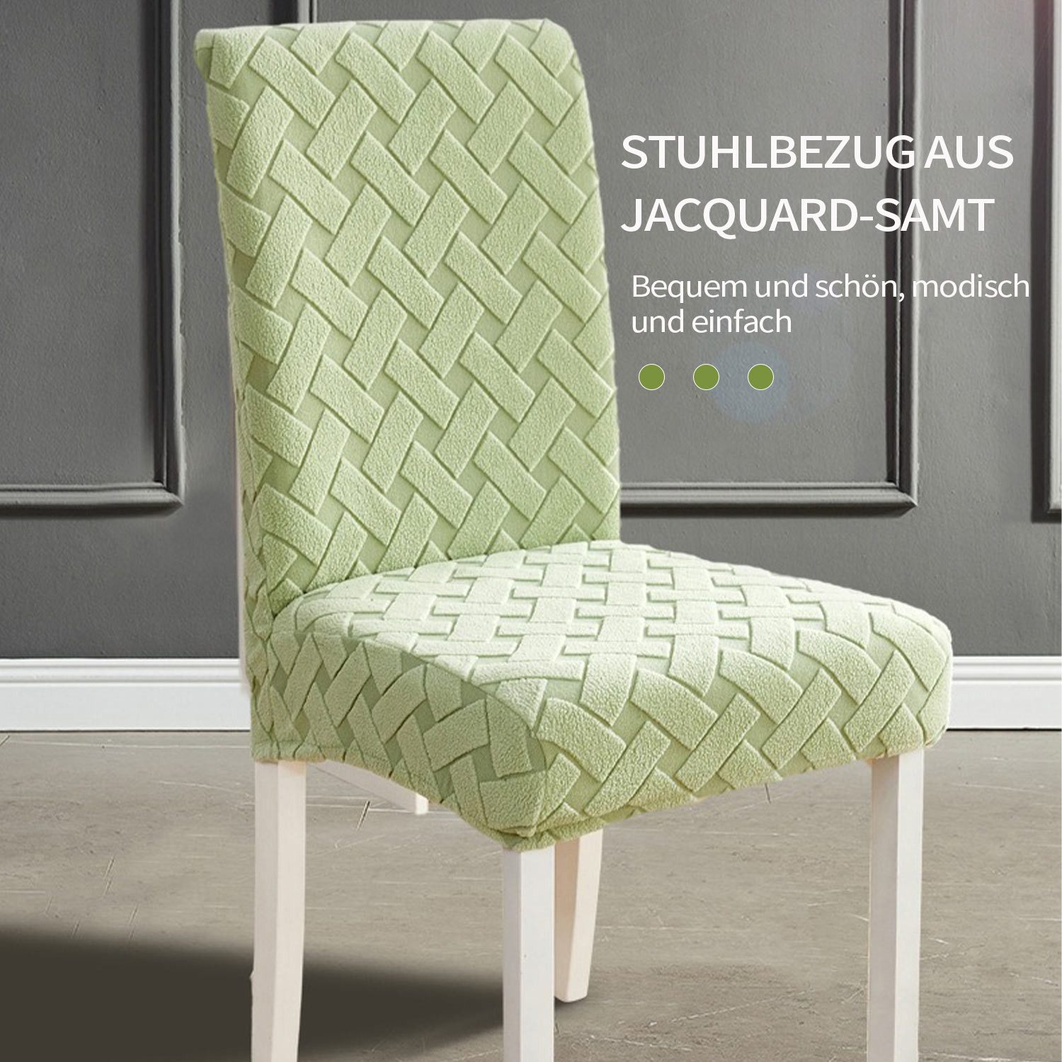 Refttenw Stuhlhusse Stretch Stuhlhussen,stuhlbezug aus Jacquard-Samt,Abnehmbarer,2 Stück