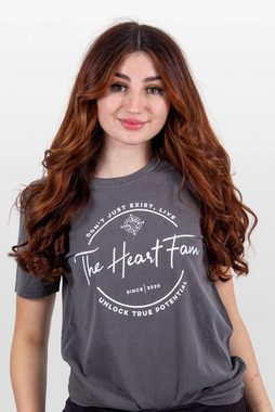 TheHeartFam T-Shirt Nachhaltiges Vintage Bio-Baumwolle Tshirt Antrazit Grau Herren Frauen Hergestellt aus Portugal / Familienunternehmen