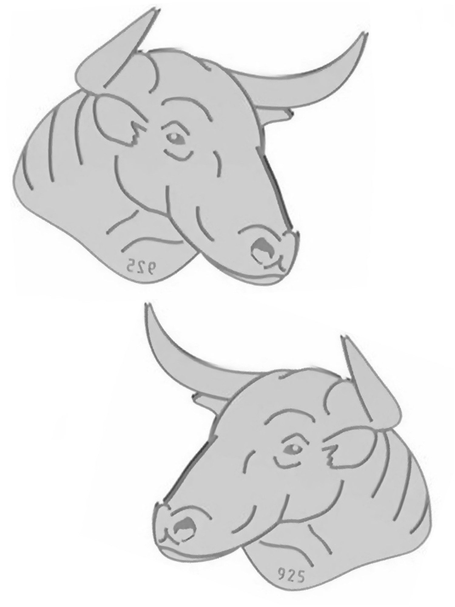 Goldene Hufeisen Paar Ohrstecker Stier Ohrstecker 925 Sterling Silber Herren Damen Tiere Сережки (1 Paar, inkl. Etui), Geschenkidee