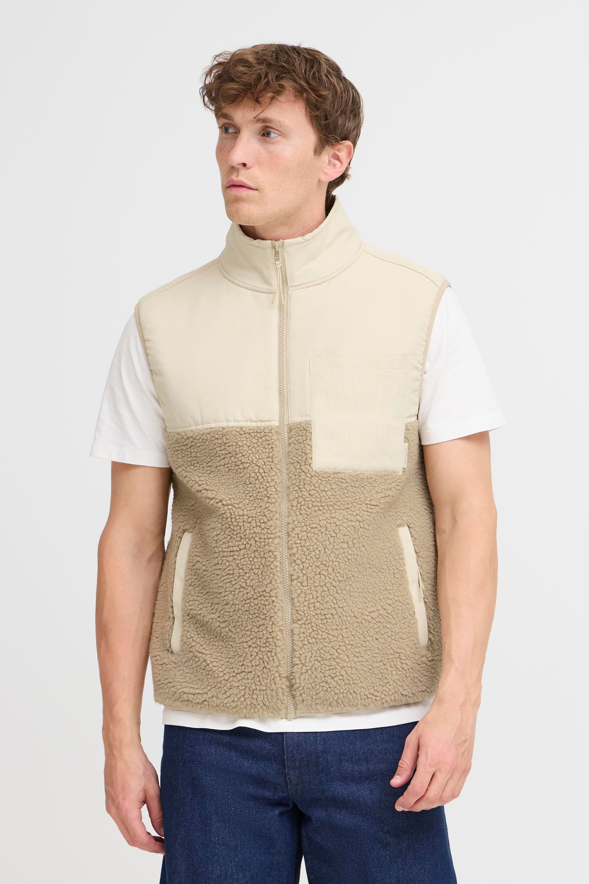 Blend Plüschweste BHERMIN Sportliche Teddy-Weste in Colorblock-Optik