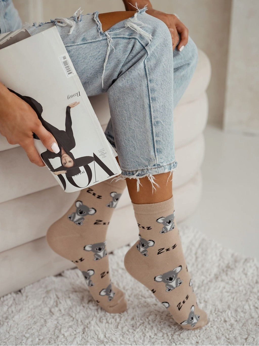 Socken 1 Paar Lycille Socken 37/41 aus Baumwolle KOALA-Muster